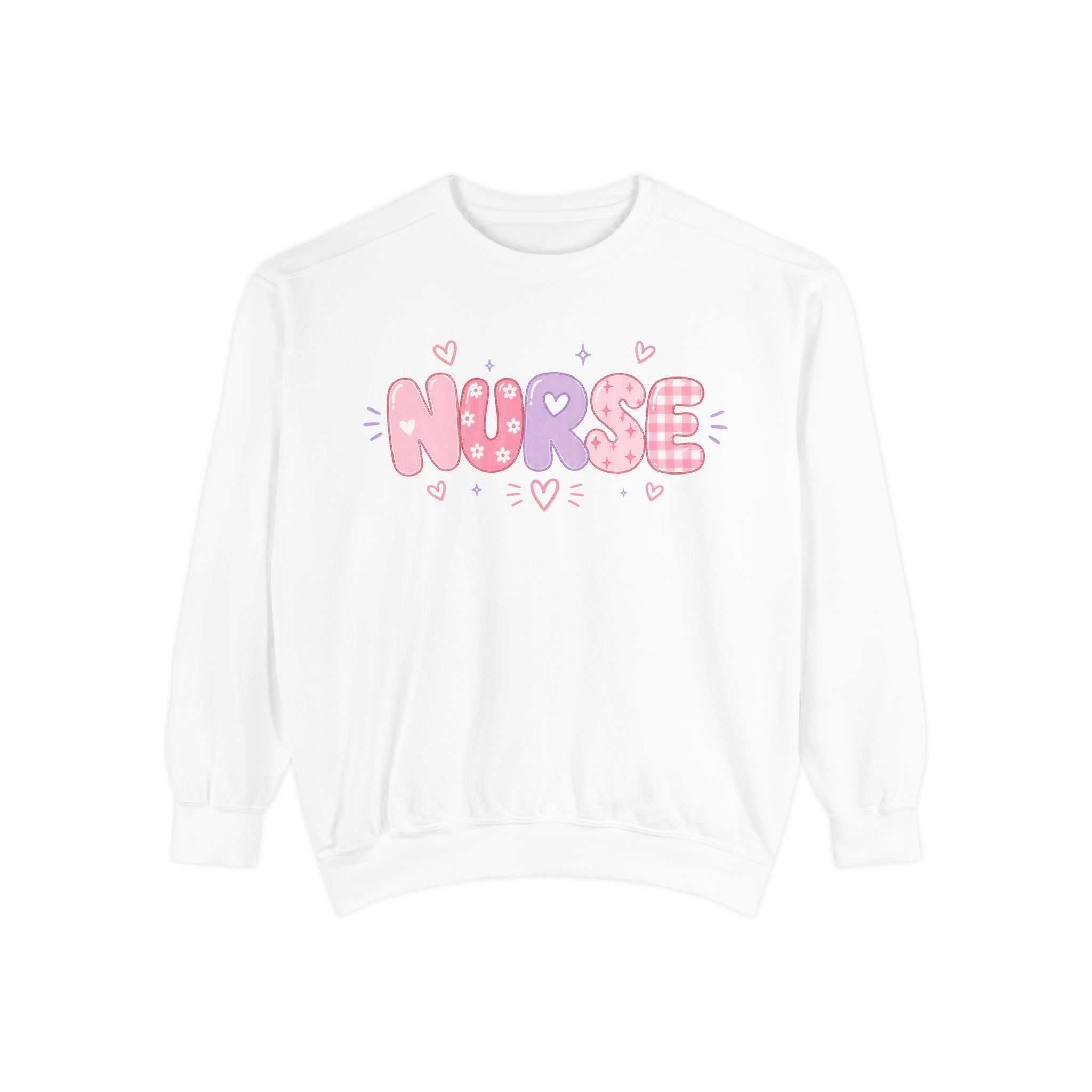 Pink Puffy 'NURSE' Bubble Letters Sweatshirt | Cute Nurse Typography