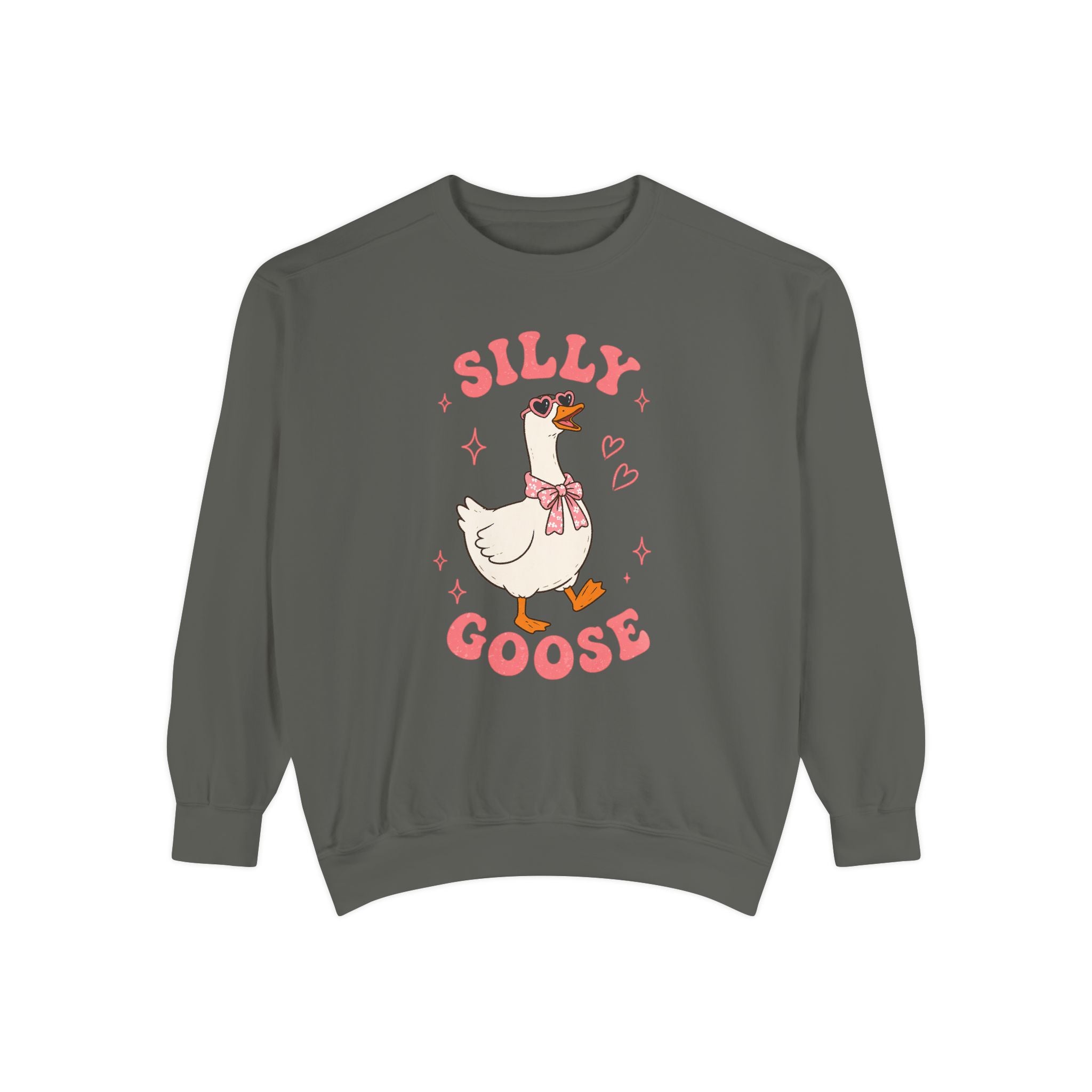 Silly Goose sweatshirt | Cute Duck Illustration, Pastel Pink Text