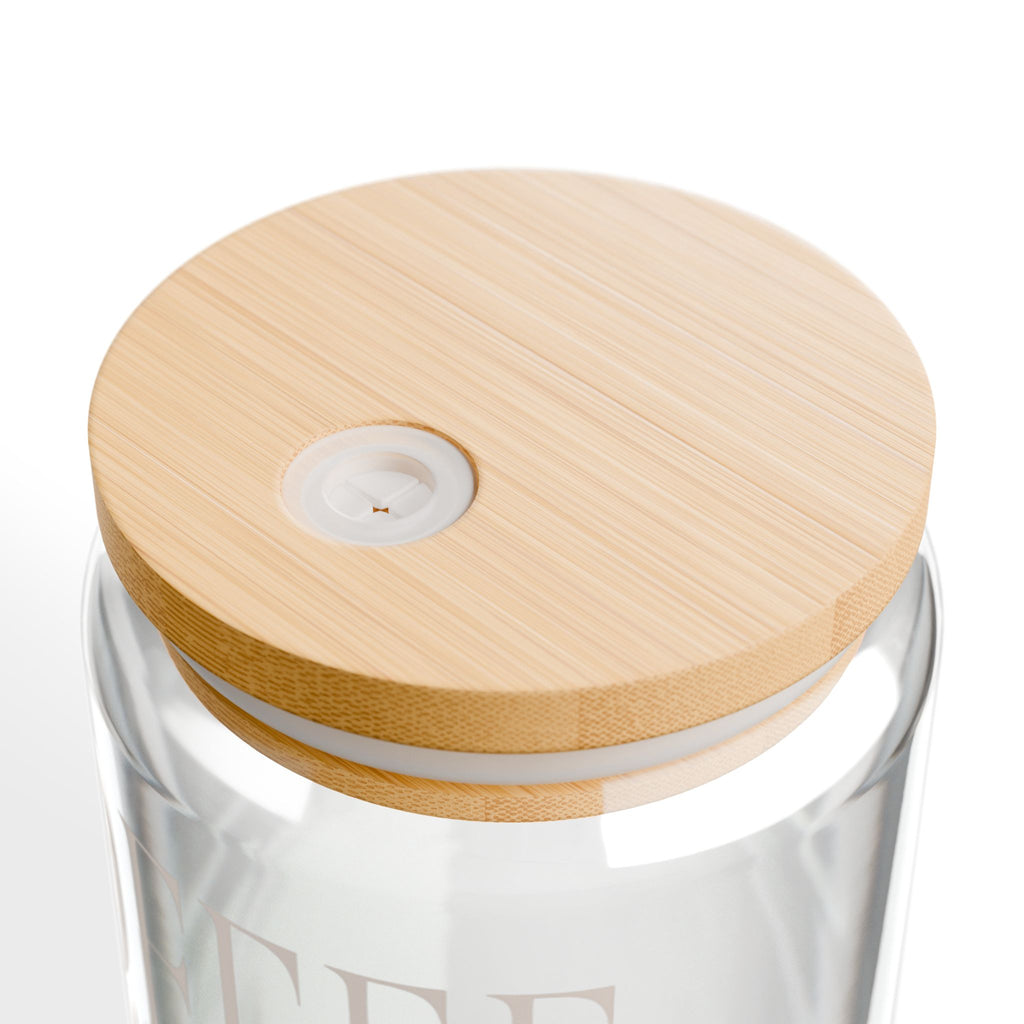 Coffee and Books Sipper Glass | 16oz Clear Tumbler with Bamboo Lid