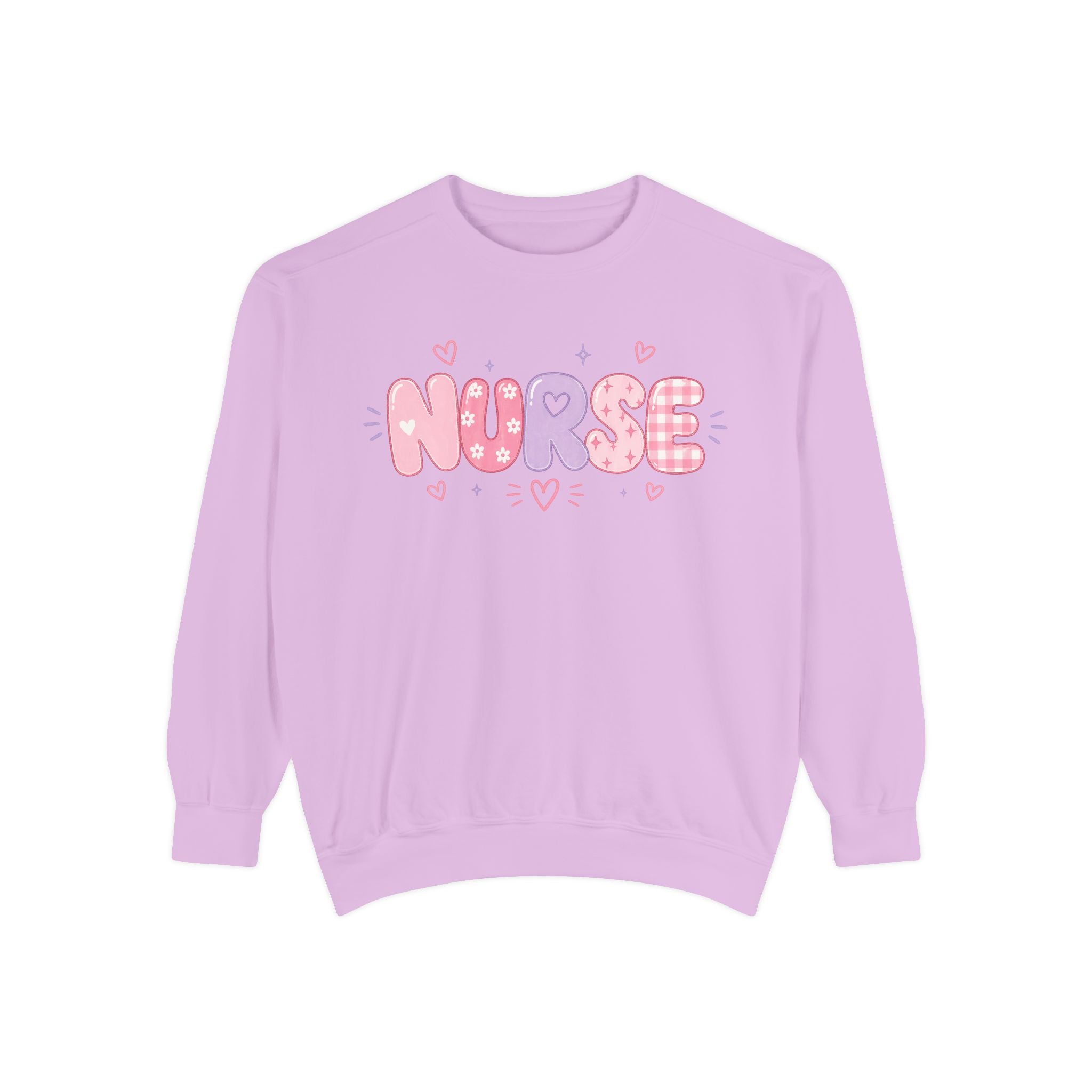 Pink Puffy 'NURSE' Bubble Letters Sweatshirt | Cute Nurse Typography