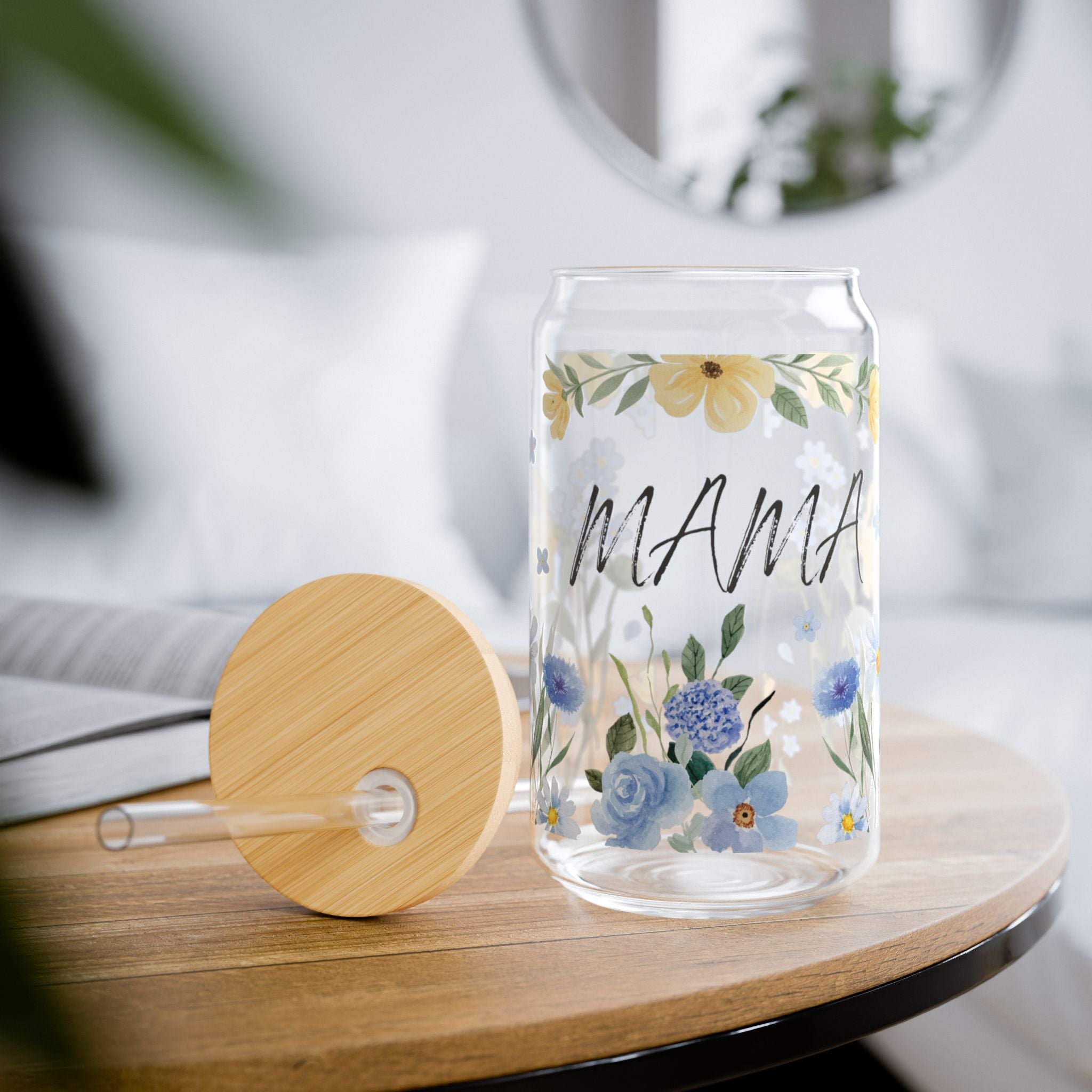 Mama floral sipper glass | 16oz