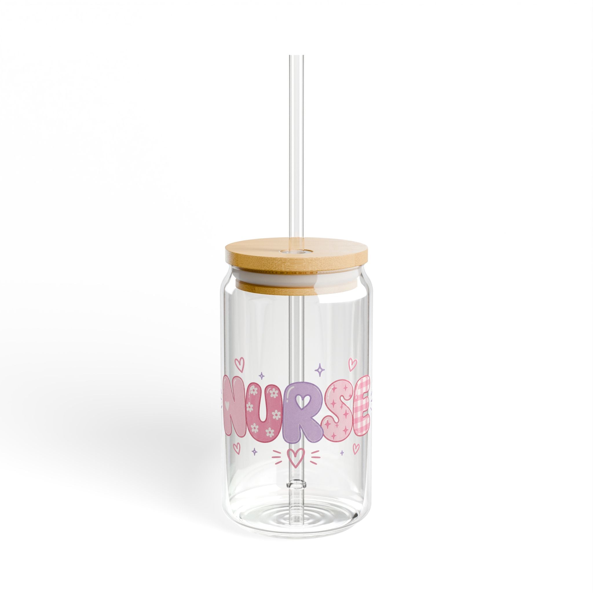 Kawaii Heart Bubble Letter Nurses Sipper Glass | 16oz