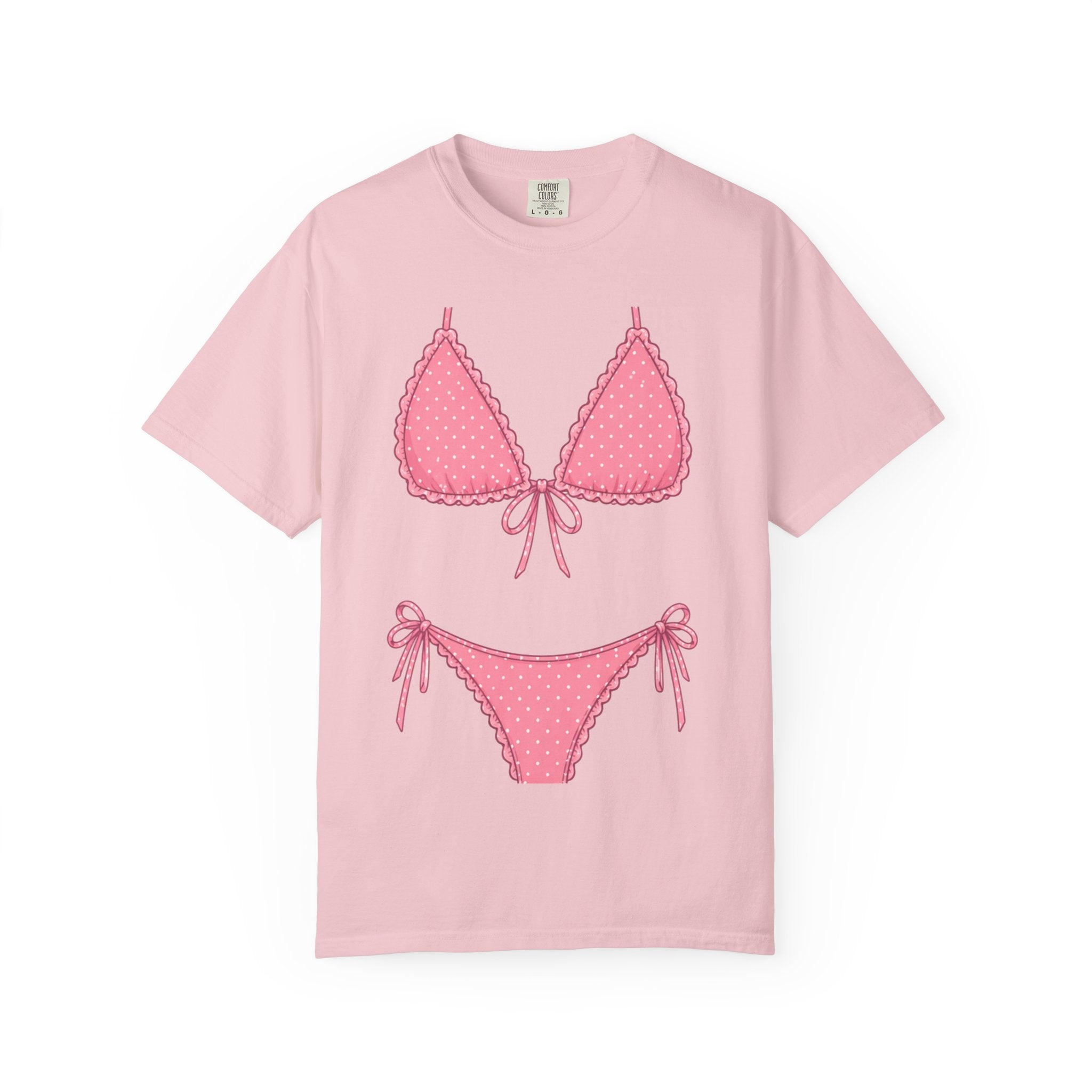Pink Polka Dot Bikini T-Shirt | Beach Swimwear Graphic Tee