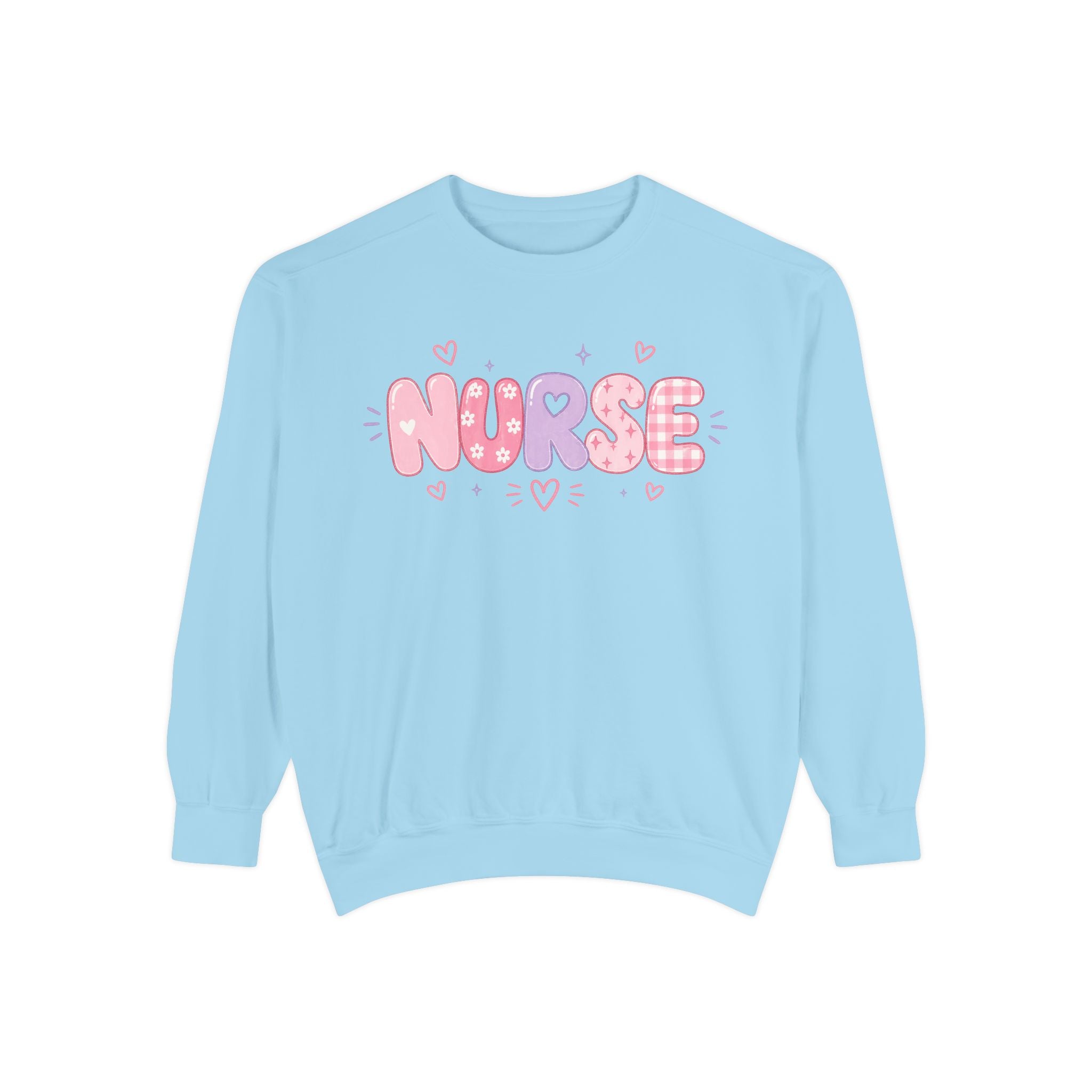 Pink Puffy 'NURSE' Bubble Letters Sweatshirt | Cute Nurse Typography