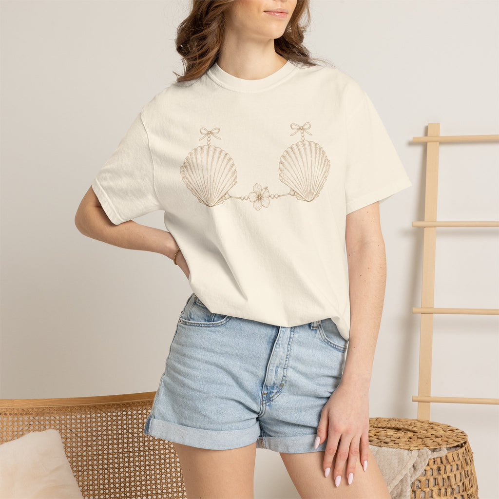 Seashell Bra Tee | T-shirt, Nautical Beach Shell Illustration