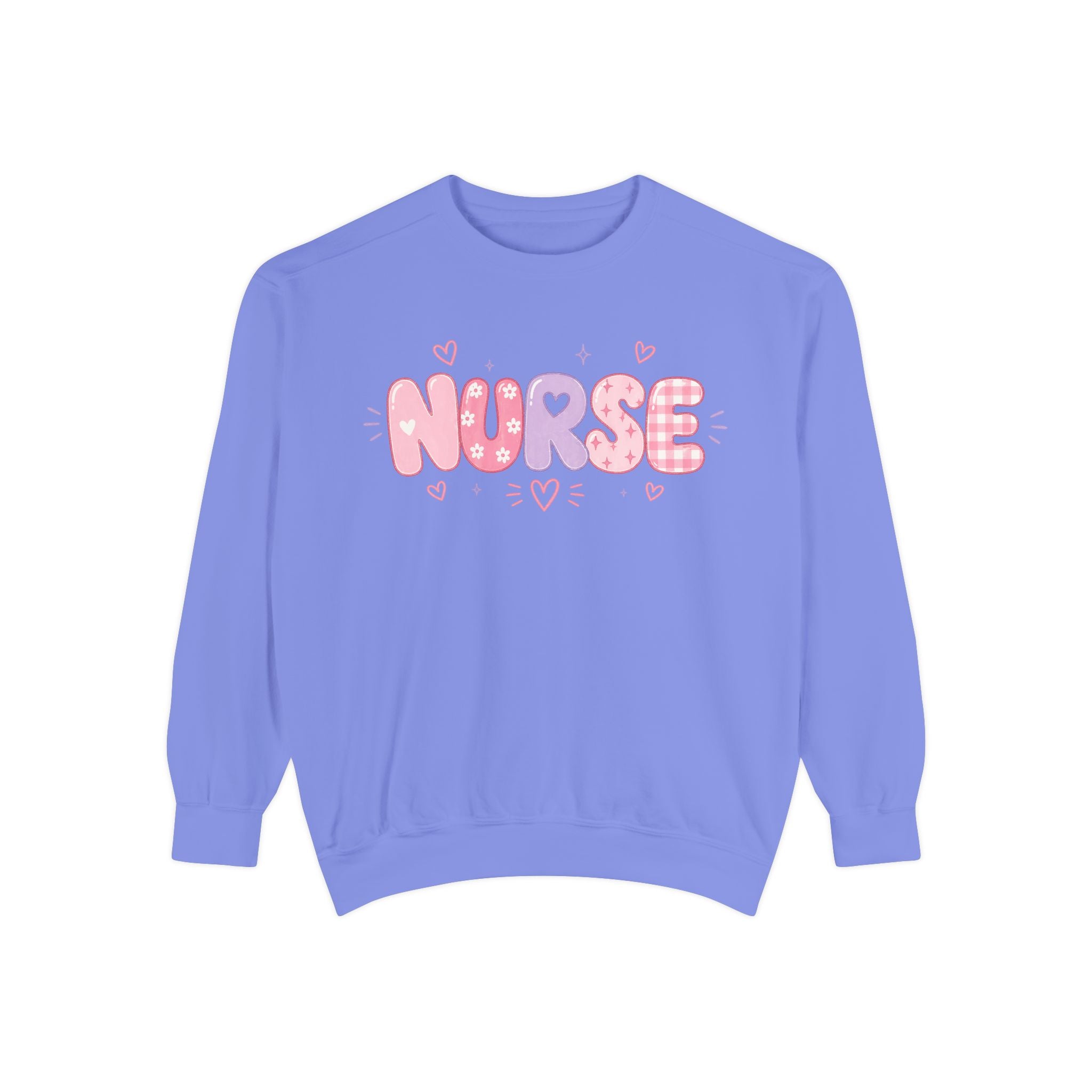 Pink Puffy 'NURSE' Bubble Letters Sweatshirt | Cute Nurse Typography