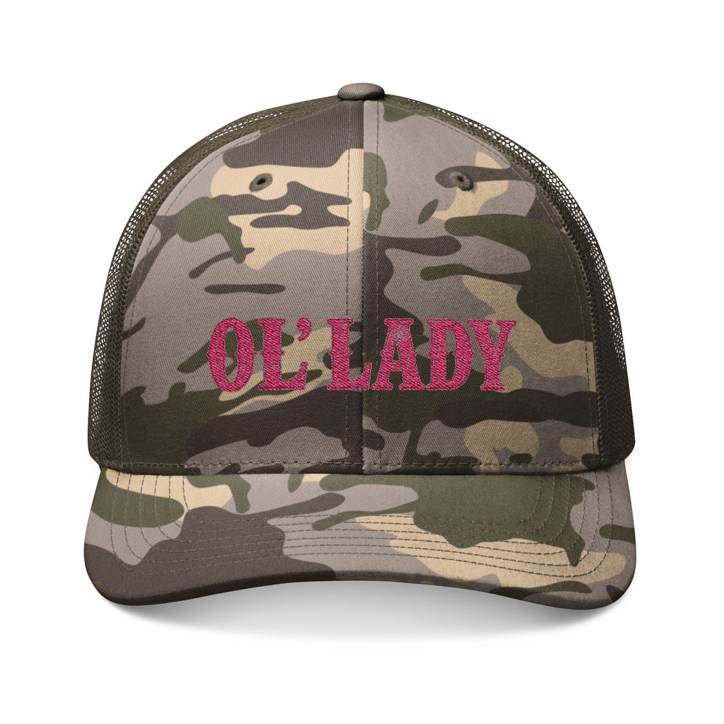 OL' LADY embroidered camo trucker hat | camouflage mesh cap