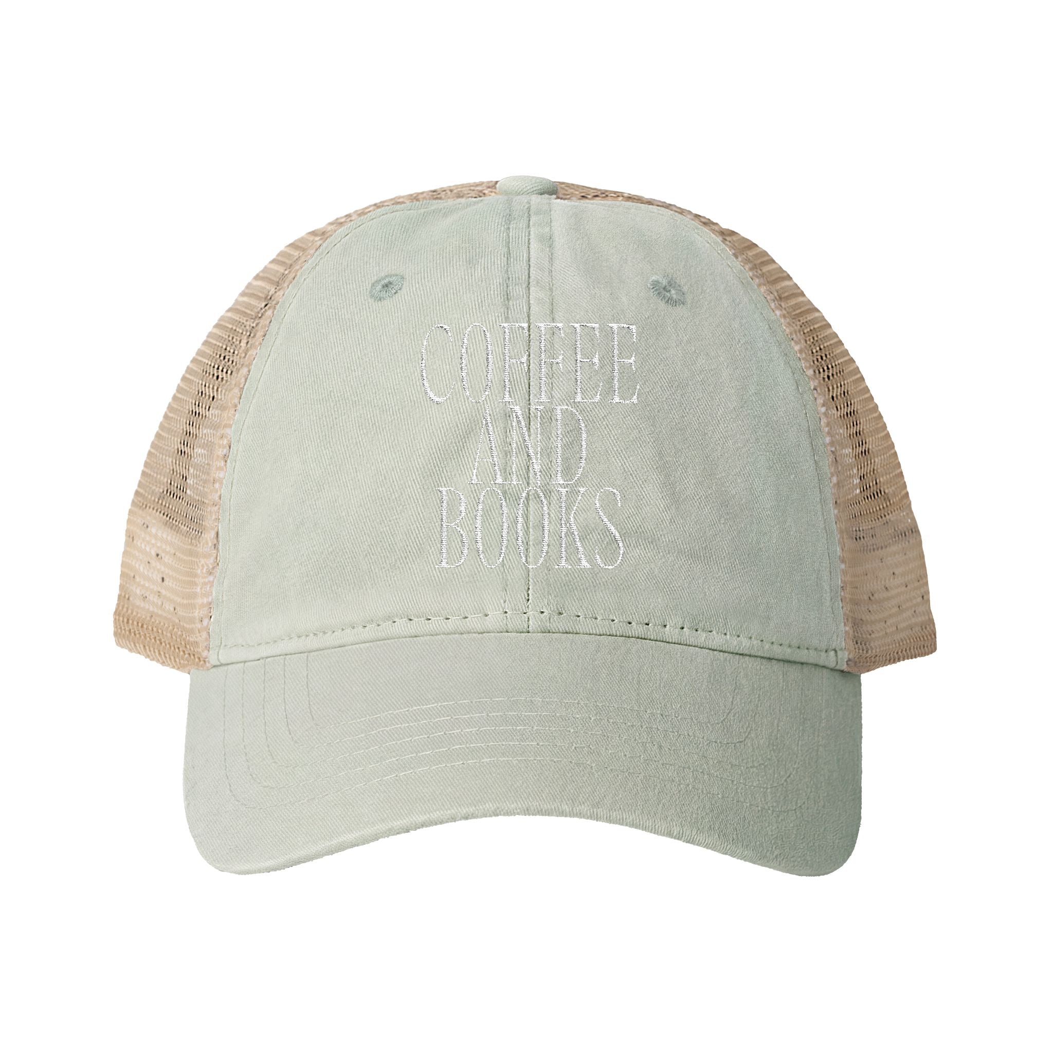 Coffee & Books Women's Washed Mesh-Back Cap