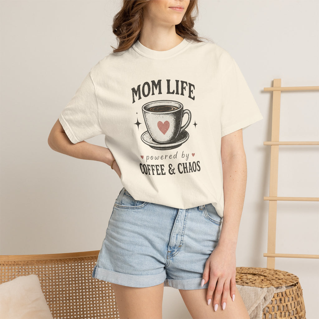 Mom Life powered by Coffee & Chaos T-shirt | Mom Coffee Shirt