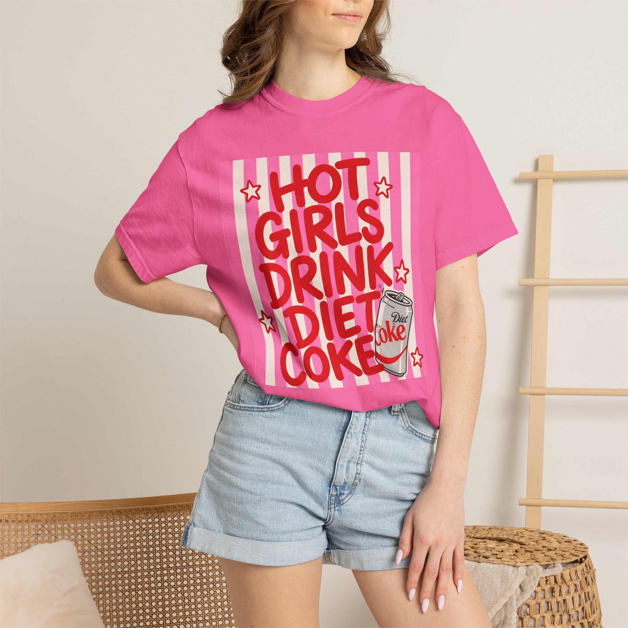 Hot Girls Drink Diet Coke T-shirt | Retro Pink Pop Art Soda Design