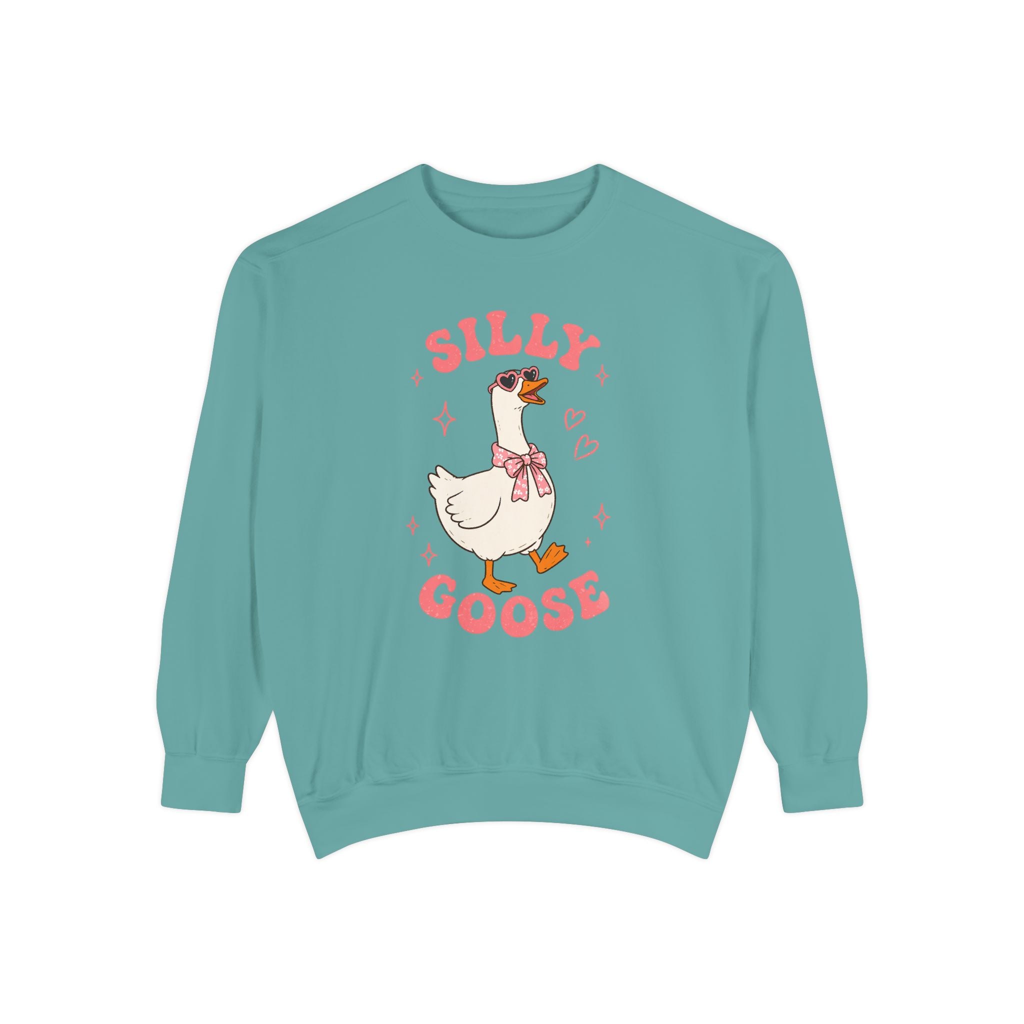 Silly Goose sweatshirt | Cute Duck Illustration, Pastel Pink Text