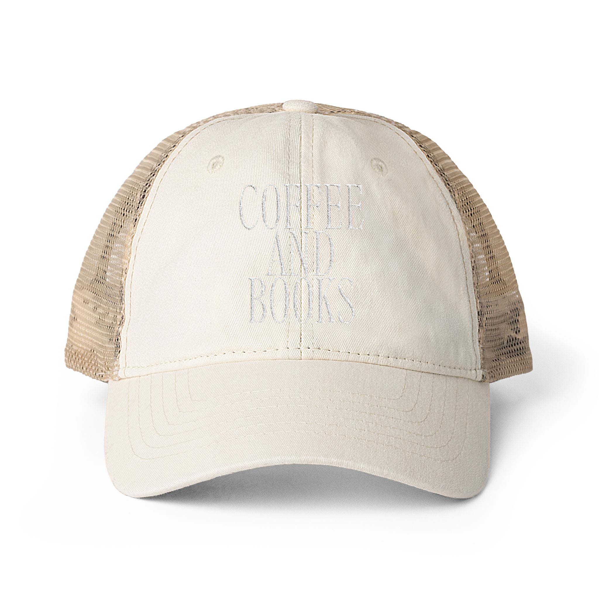Coffee & Books Women's Washed Mesh-Back Cap