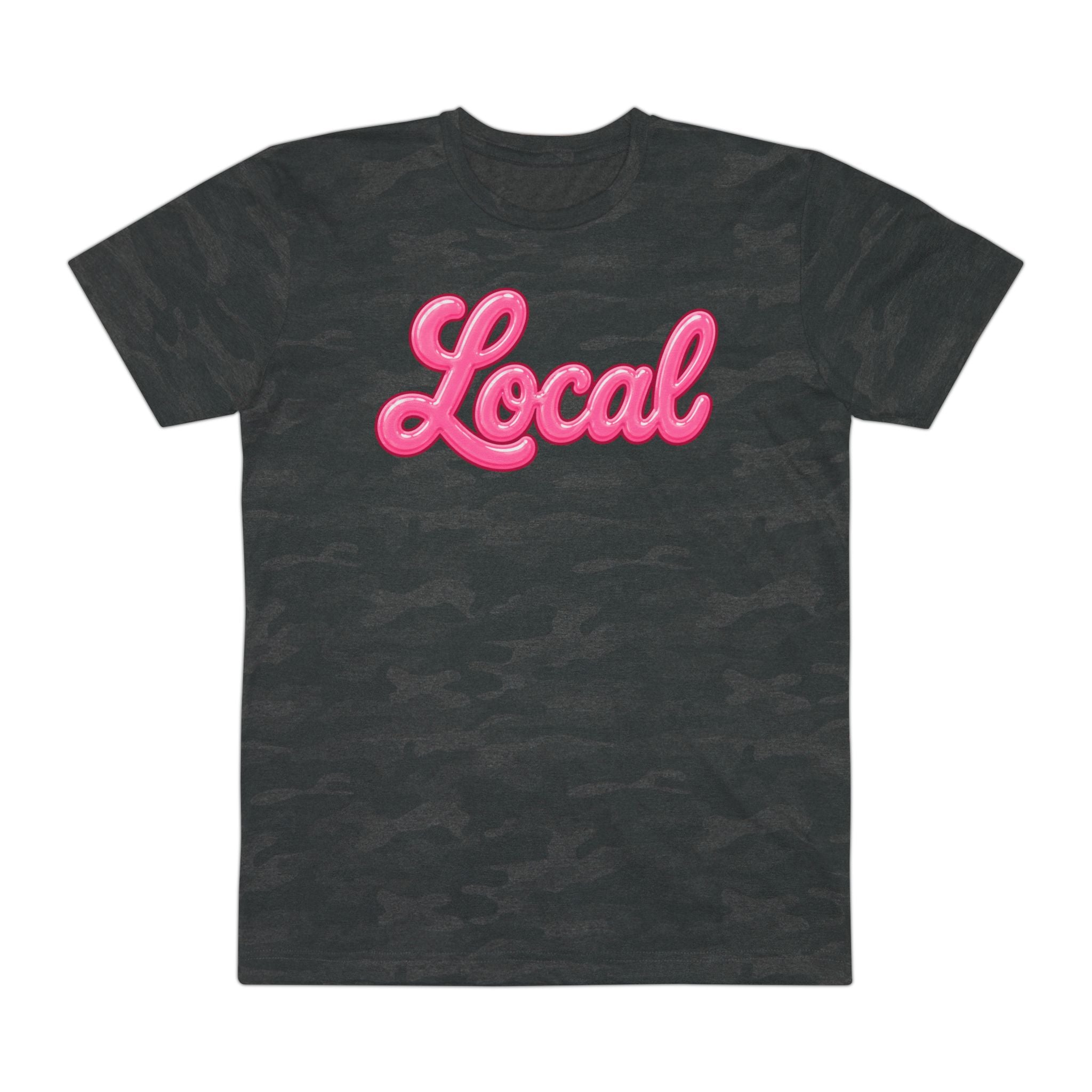 Local script pink neon T-Shirt | leopard print background