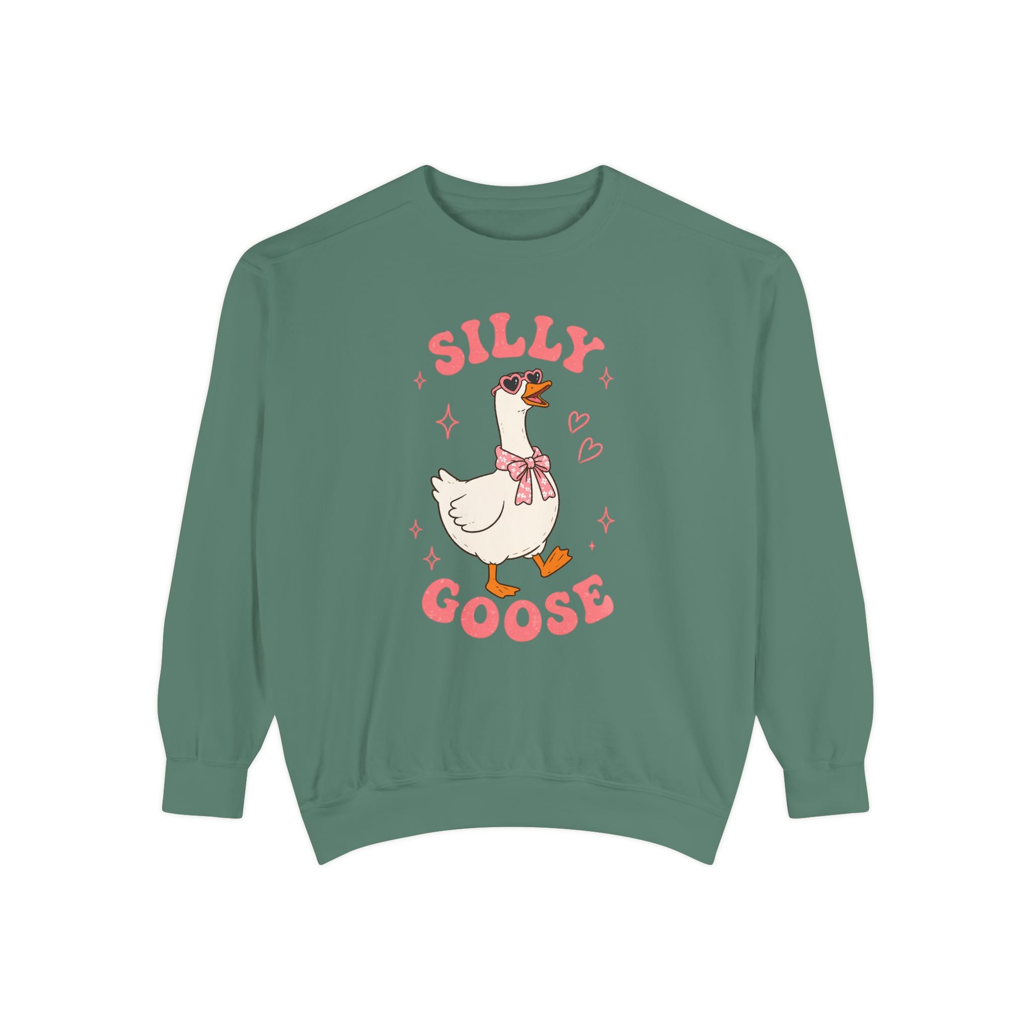Silly Goose sweatshirt | Cute Duck Illustration, Pastel Pink Text
