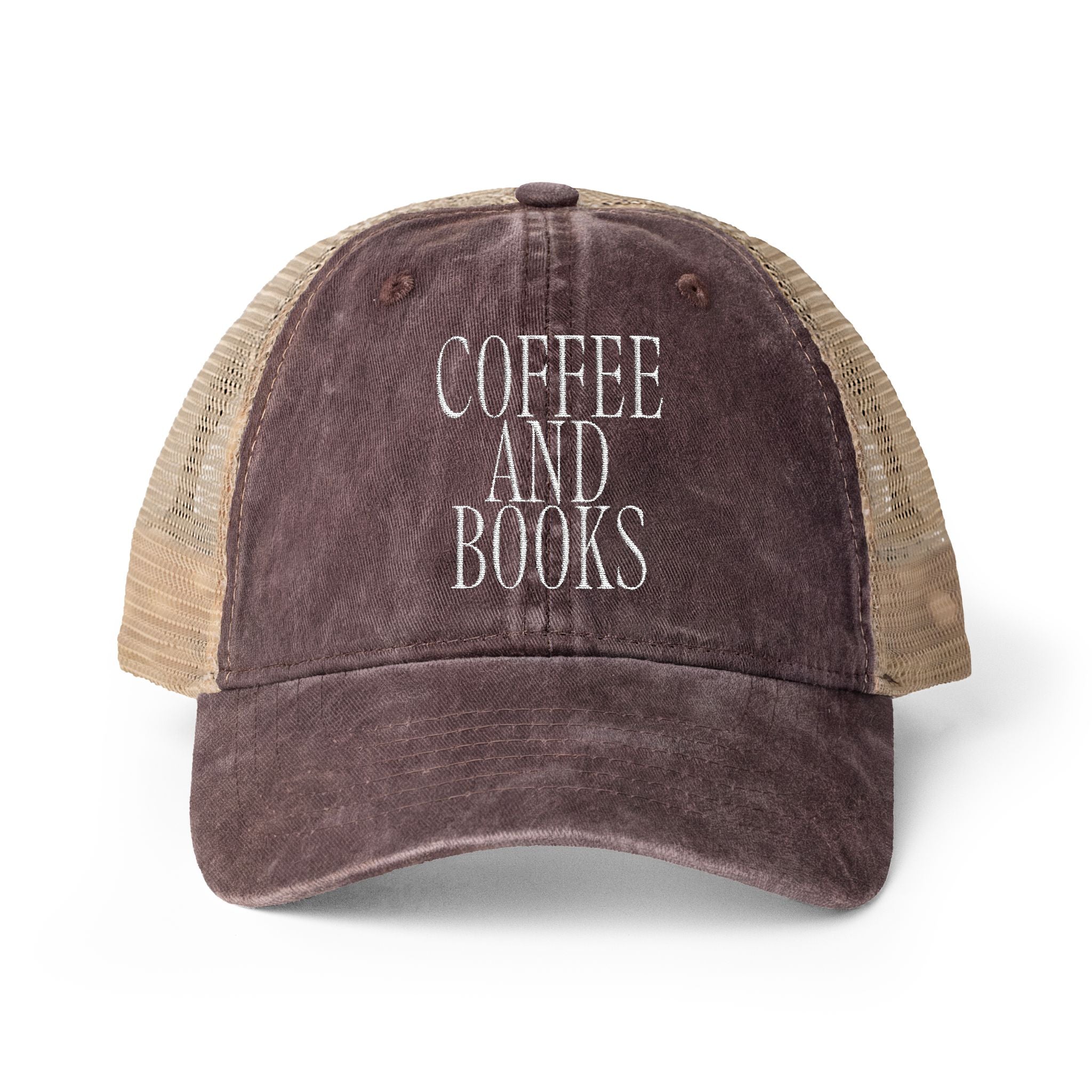Coffee & Books Women's Washed Mesh-Back Cap