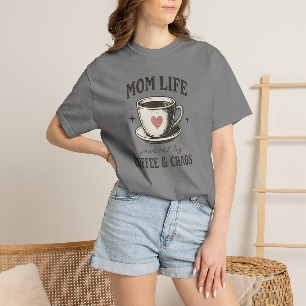Mom Life powered by Coffee & Chaos T-shirt | Mom Coffee Shirt