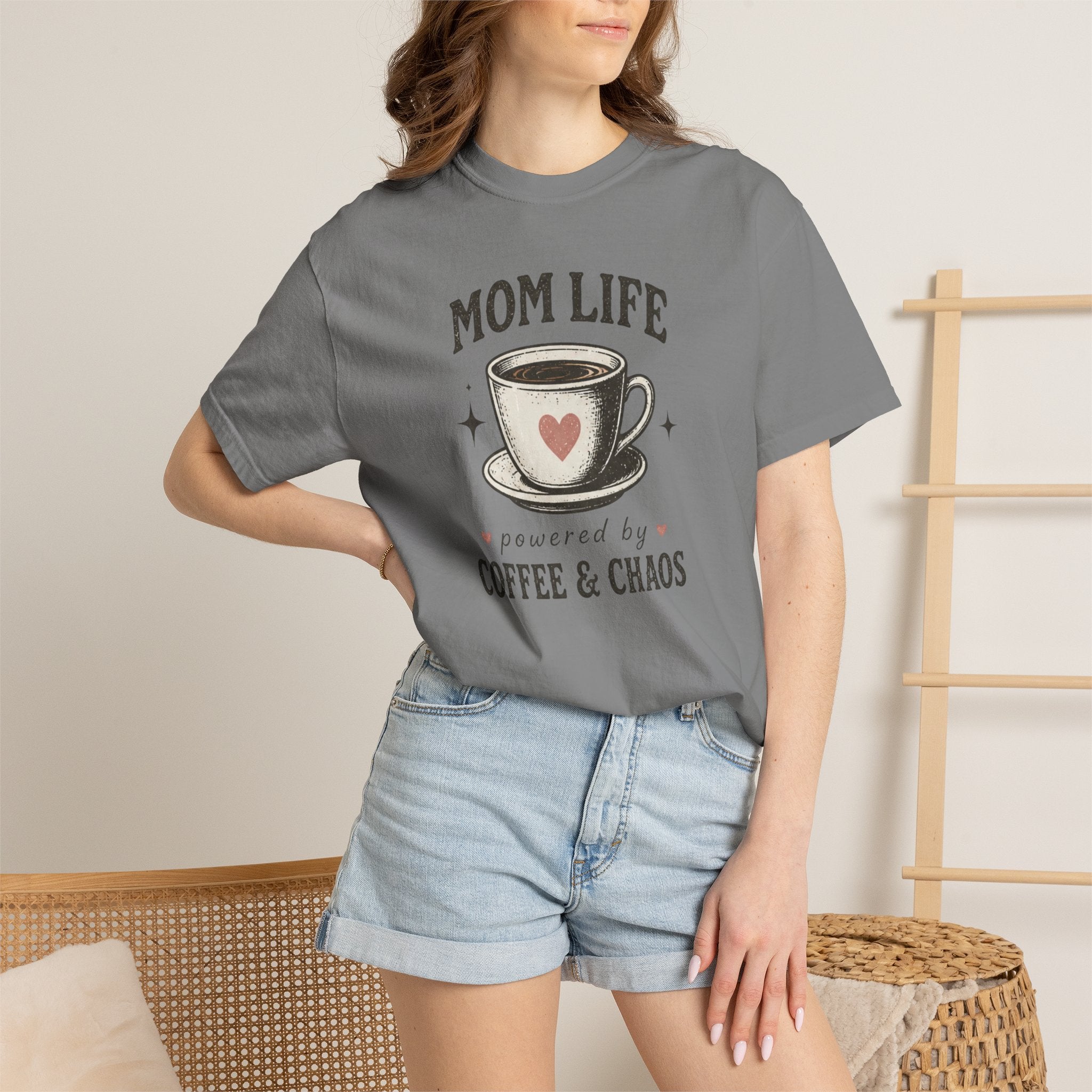Mom Life powered by Coffee & Chaos T-shirt | Mom Coffee Shirt