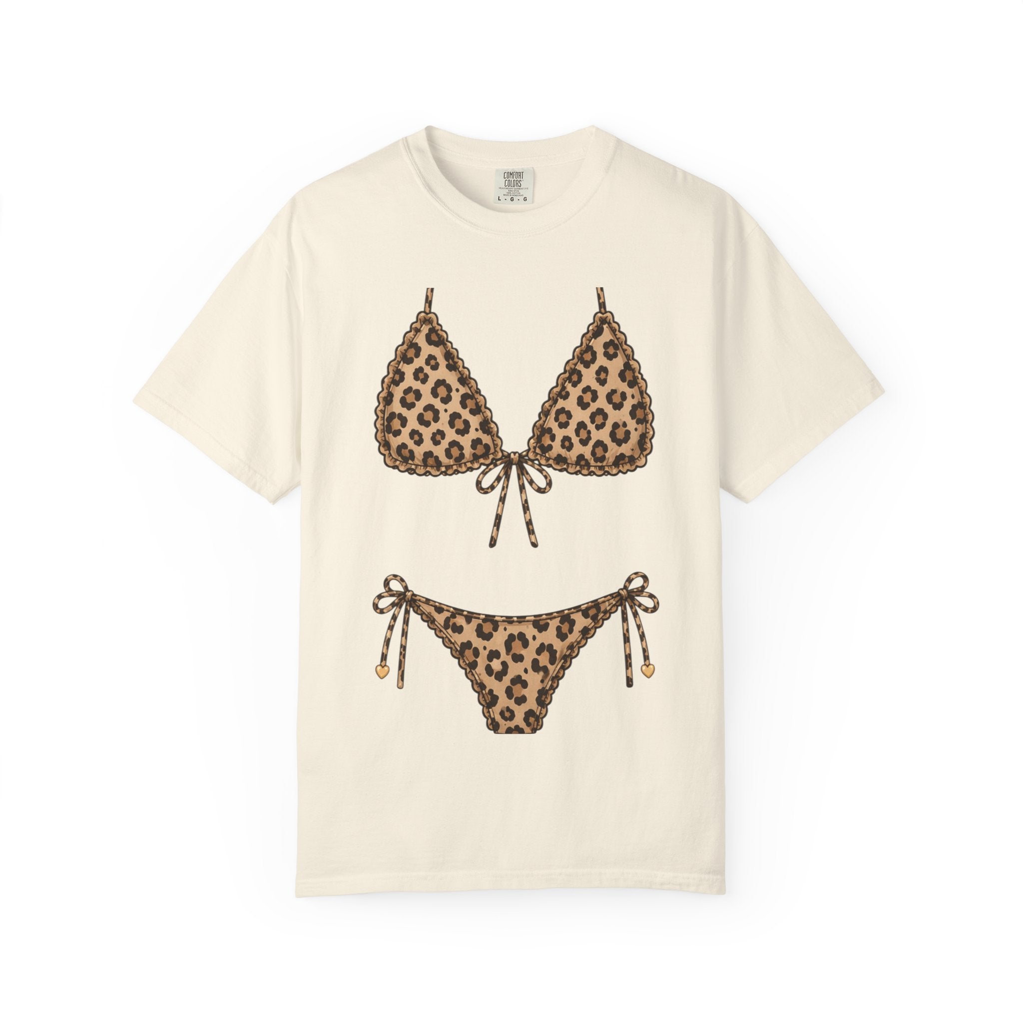 Leopard Bikini Illustration T-Shirt | Swimwear Print Tee