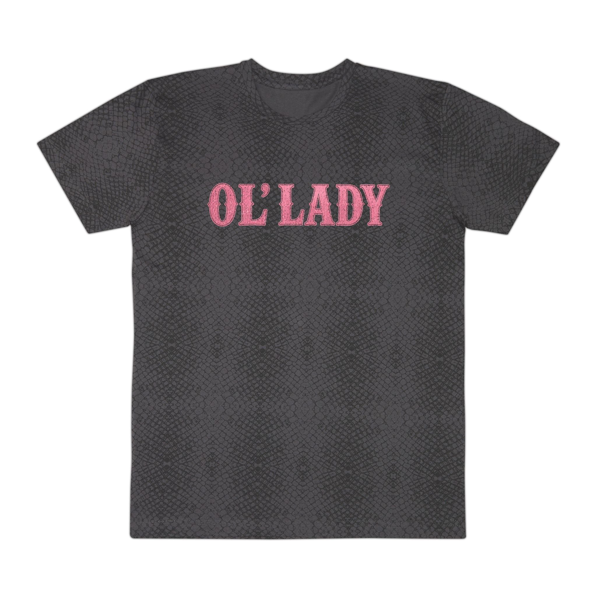 Ol' Lady leopard print text T-Shirt | pink typography, vintage western style