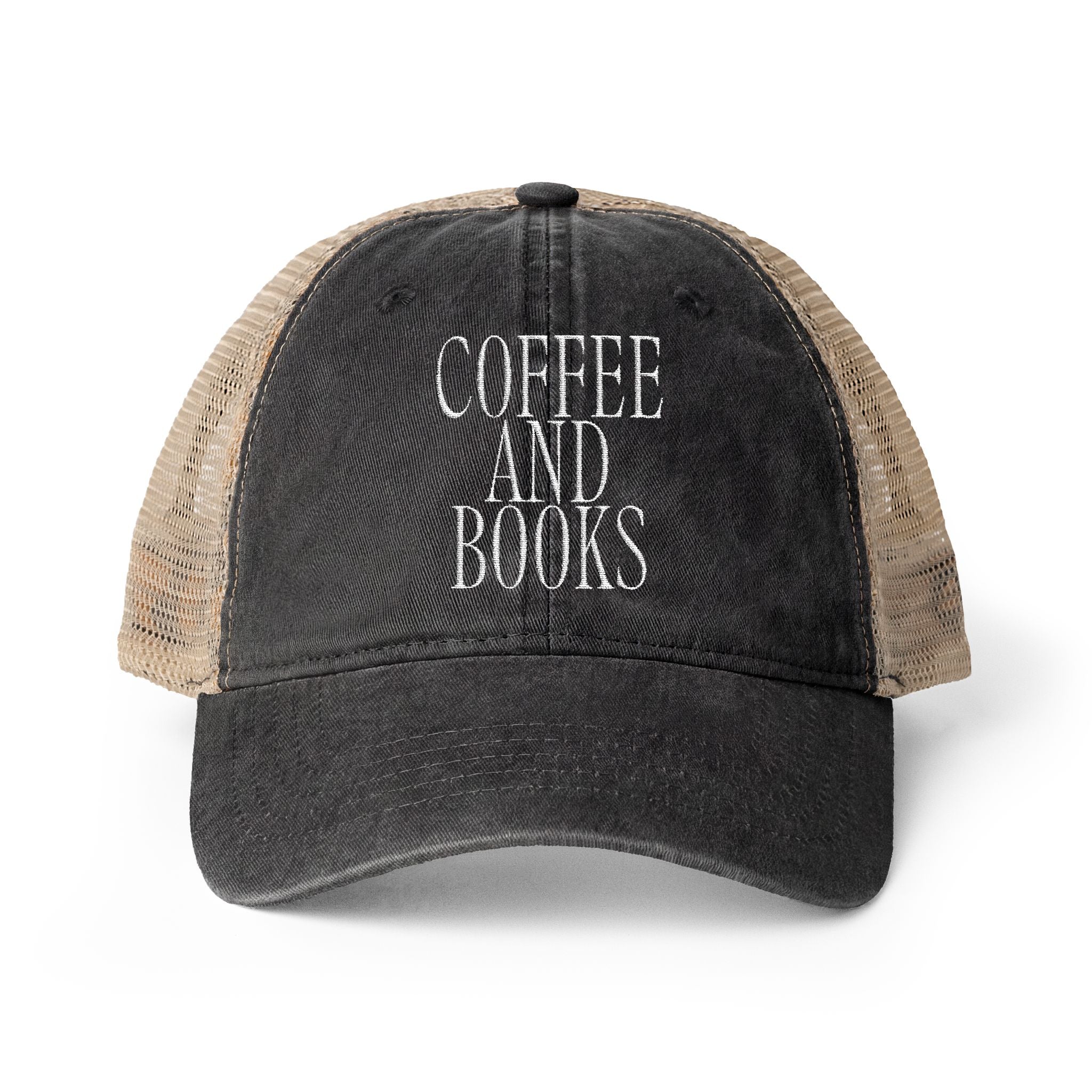 Coffee & Books Women's Washed Mesh-Back Cap