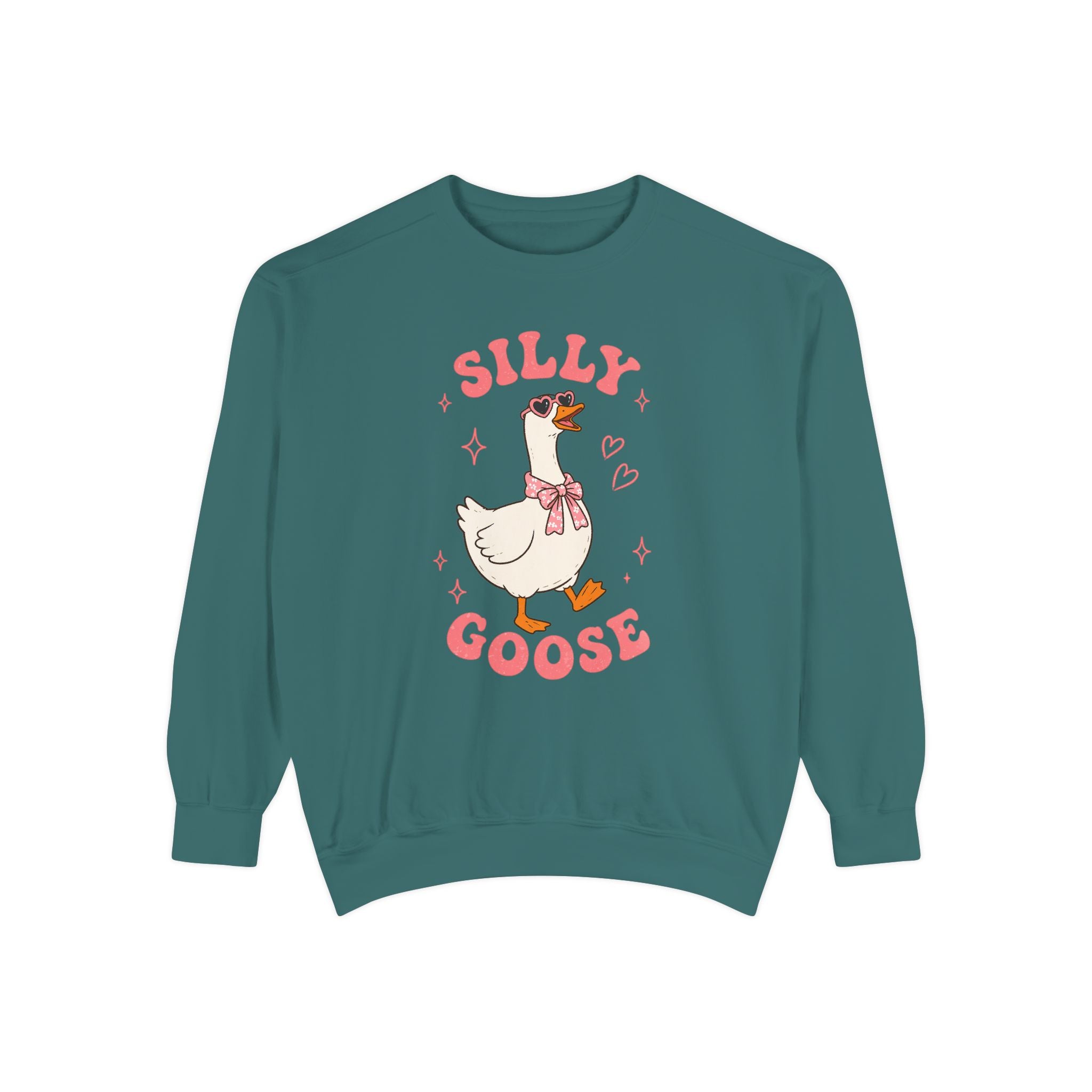 Silly Goose sweatshirt | Cute Duck Illustration, Pastel Pink Text
