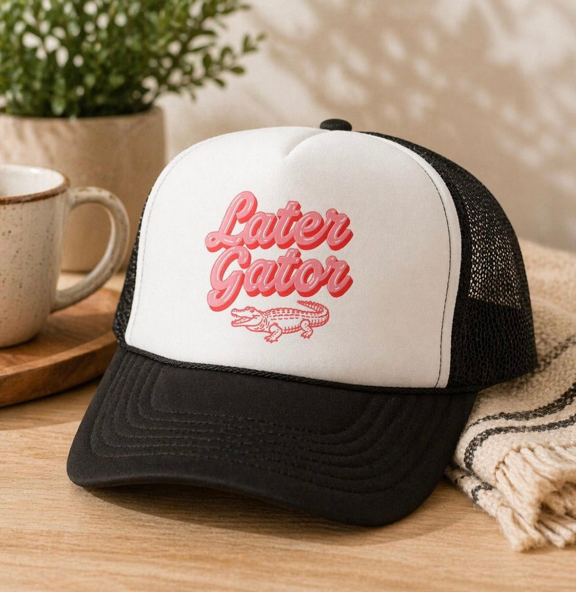 Later Gator Script with Alligator Trucker Cap | Retro Embroidered Patch