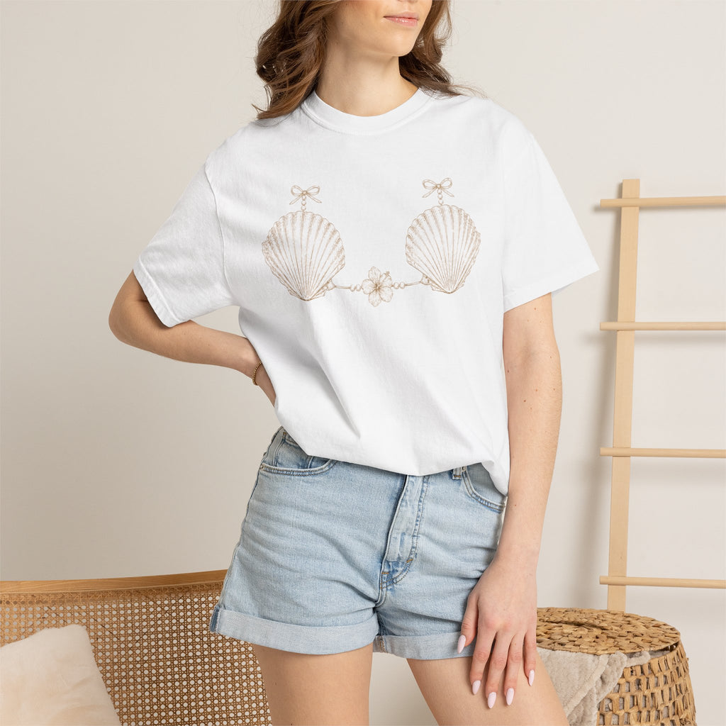 Seashell Bra Tee | T-shirt, Nautical Beach Shell Illustration