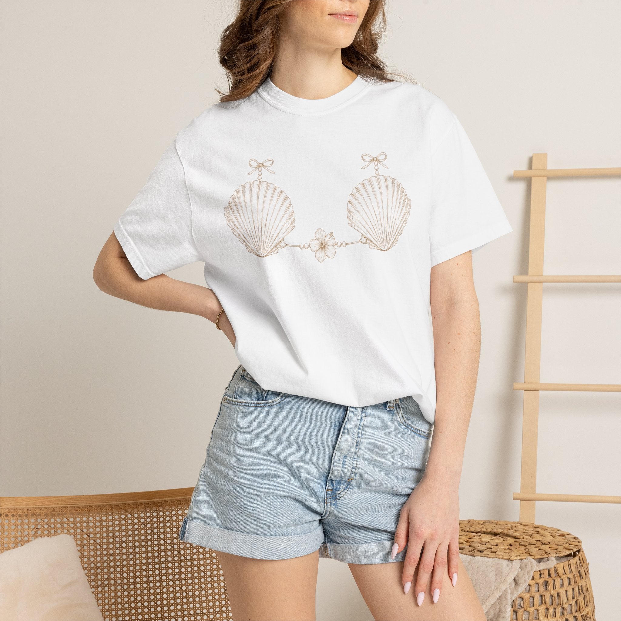Seashell Bra Tee | T-shirt, Nautical Beach Shell Illustration