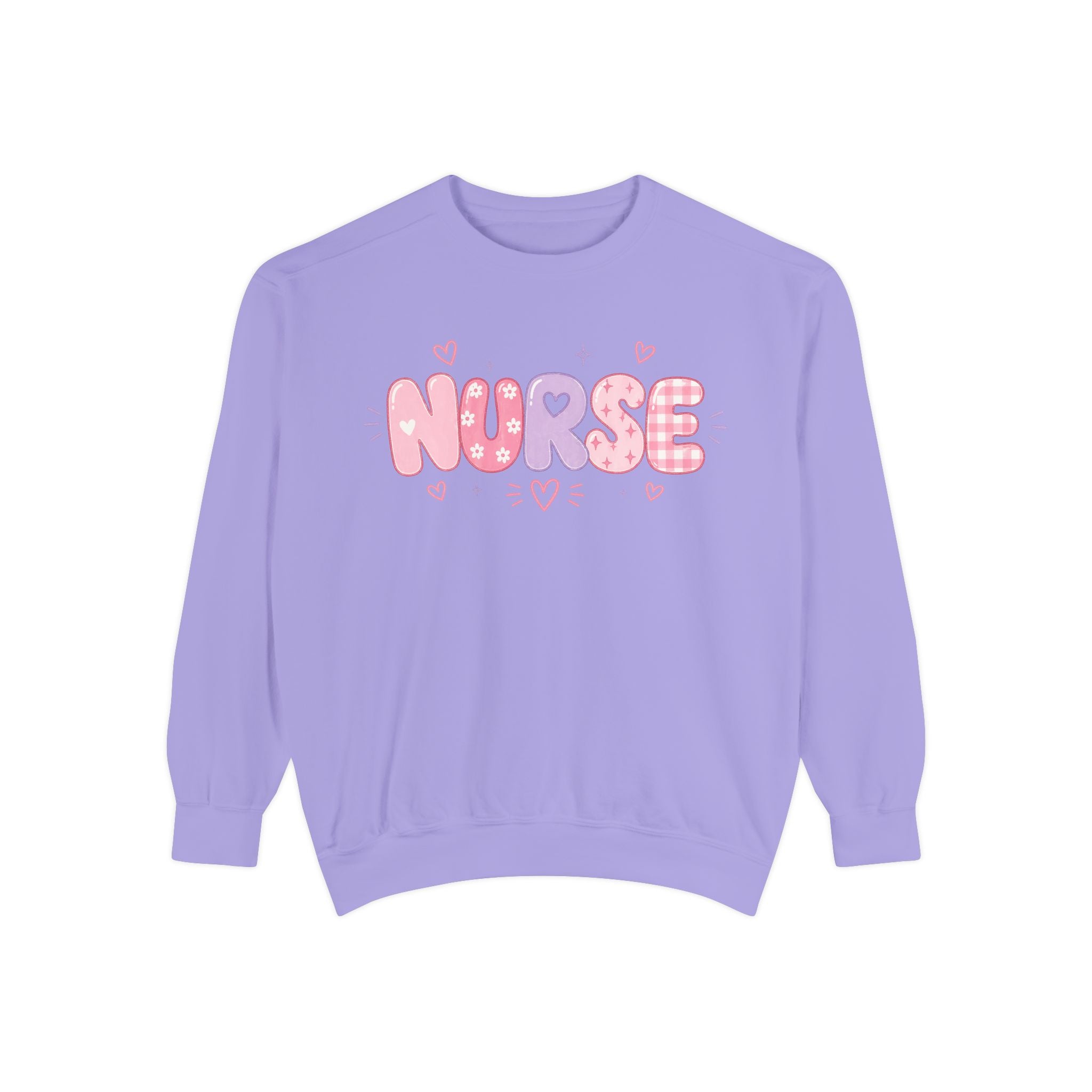Pink Puffy 'NURSE' Bubble Letters Sweatshirt | Cute Nurse Typography