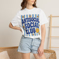 Antisocial Social Club smiley graphic T-Shirt | retro blue stripes