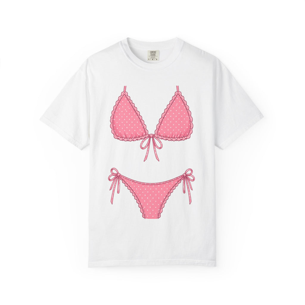 Pink Polka Dot Bikini T-Shirt | Beach Swimwear Graphic Tee