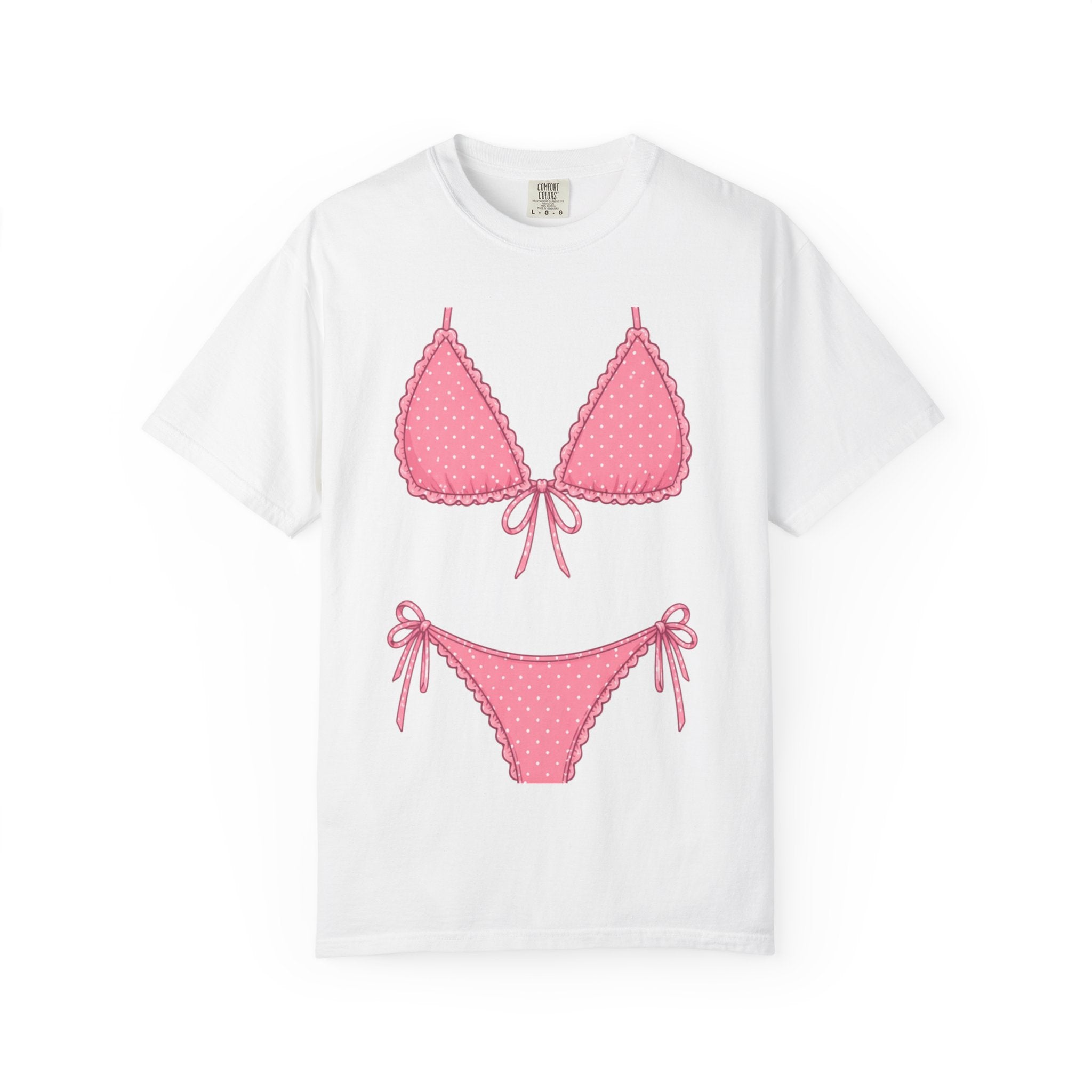 Pink Polka Dot Bikini T-Shirt | Beach Swimwear Graphic Tee