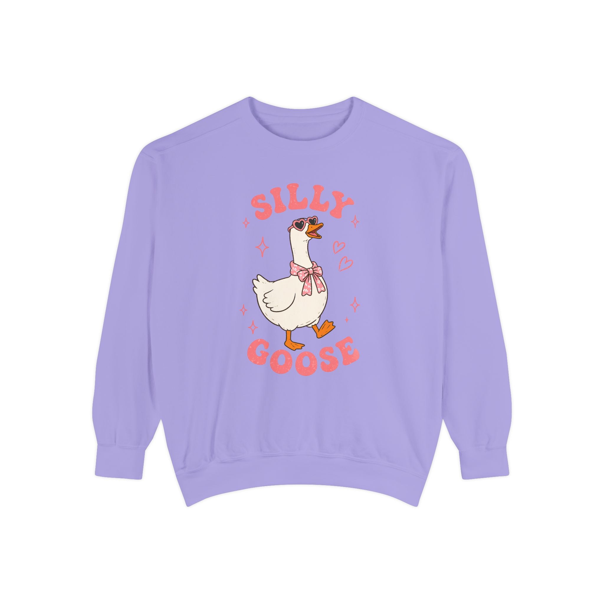 Silly Goose sweatshirt | Cute Duck Illustration, Pastel Pink Text
