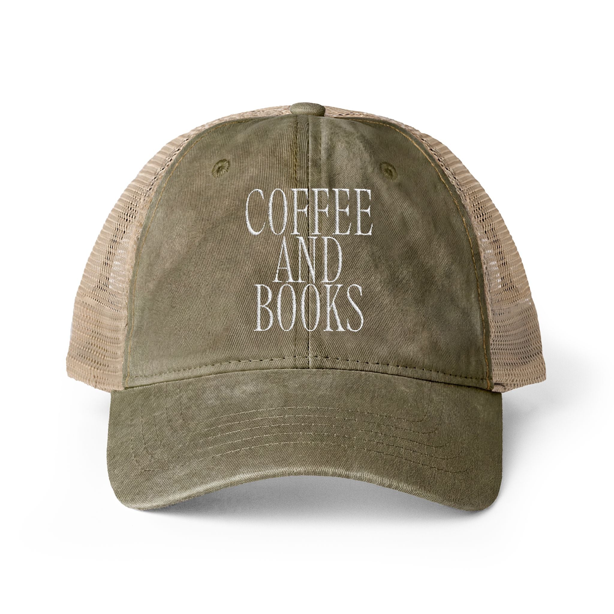 Coffee & Books Women's Washed Mesh-Back Cap