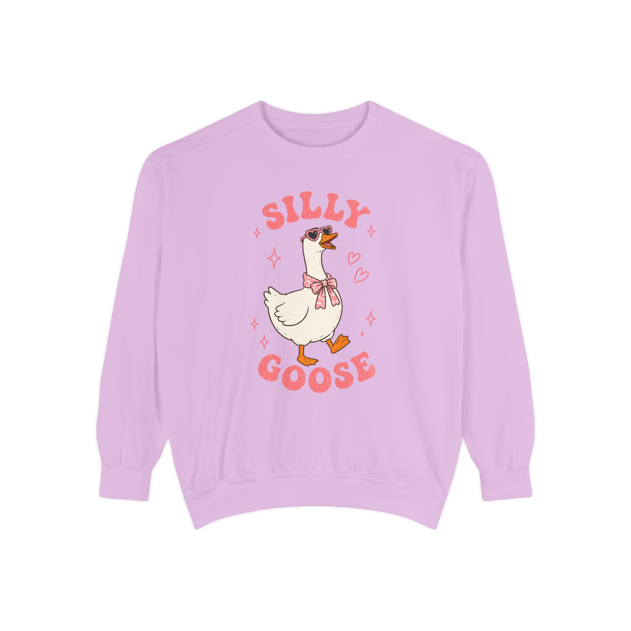 Silly Goose sweatshirt | Cute Duck Illustration, Pastel Pink Text