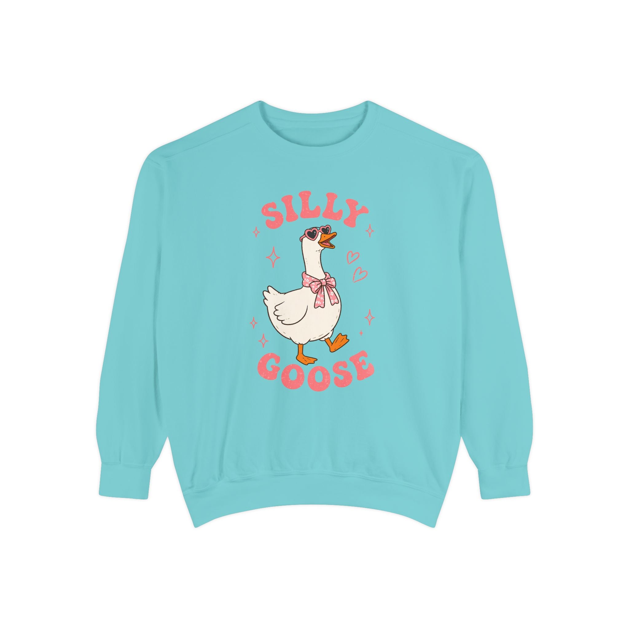 Silly Goose sweatshirt | Cute Duck Illustration, Pastel Pink Text