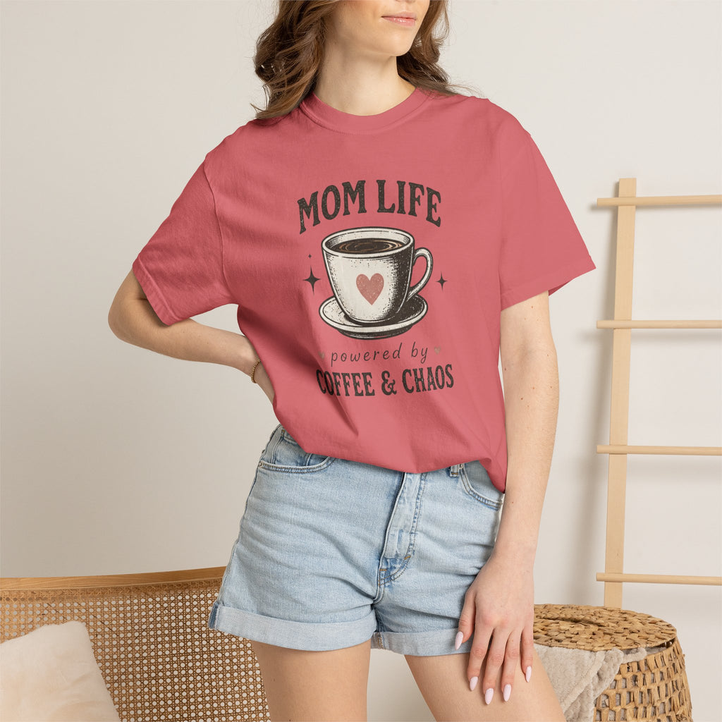 Mom Life powered by Coffee & Chaos T-shirt | Mom Coffee Shirt