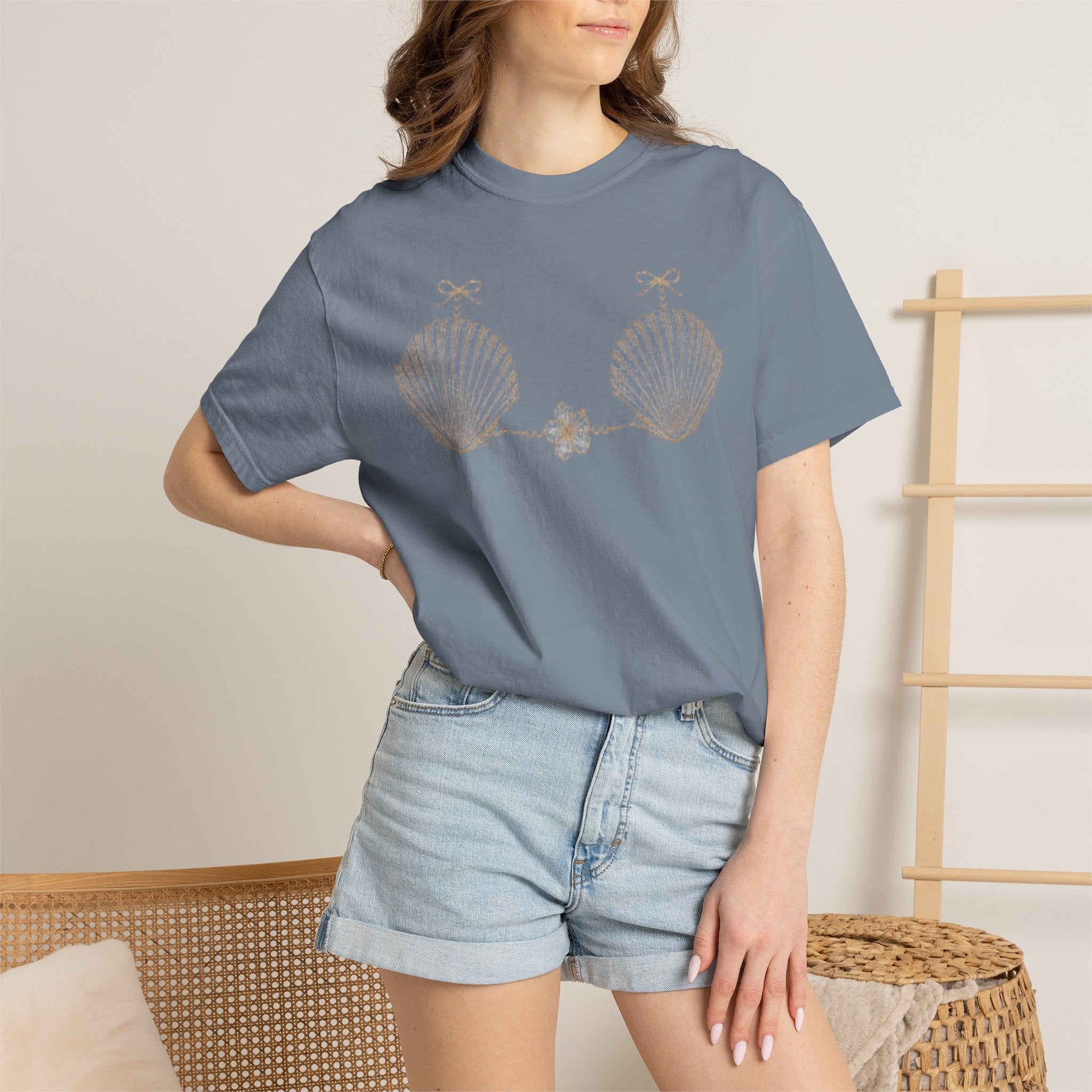 Seashell Bra Tee | T-shirt, Nautical Beach Shell Illustration