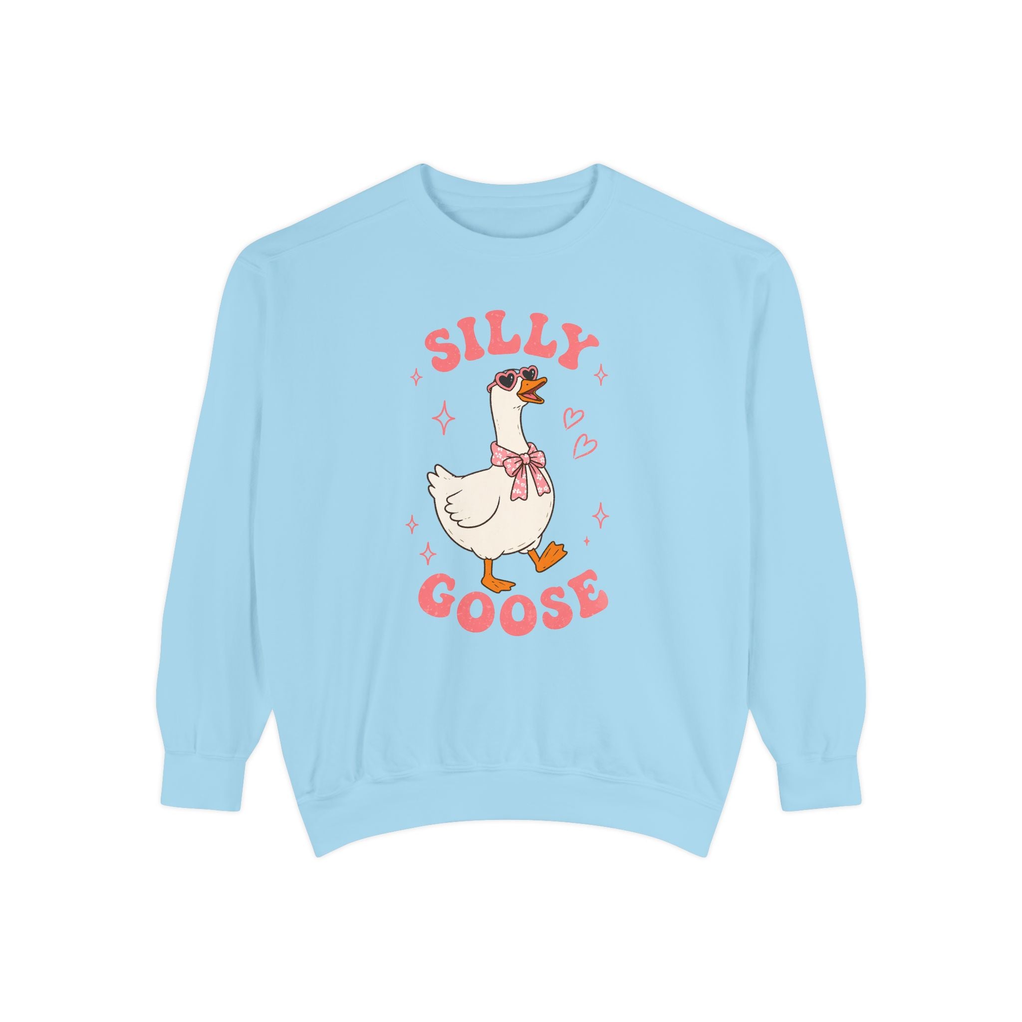 Silly Goose sweatshirt | Cute Duck Illustration, Pastel Pink Text