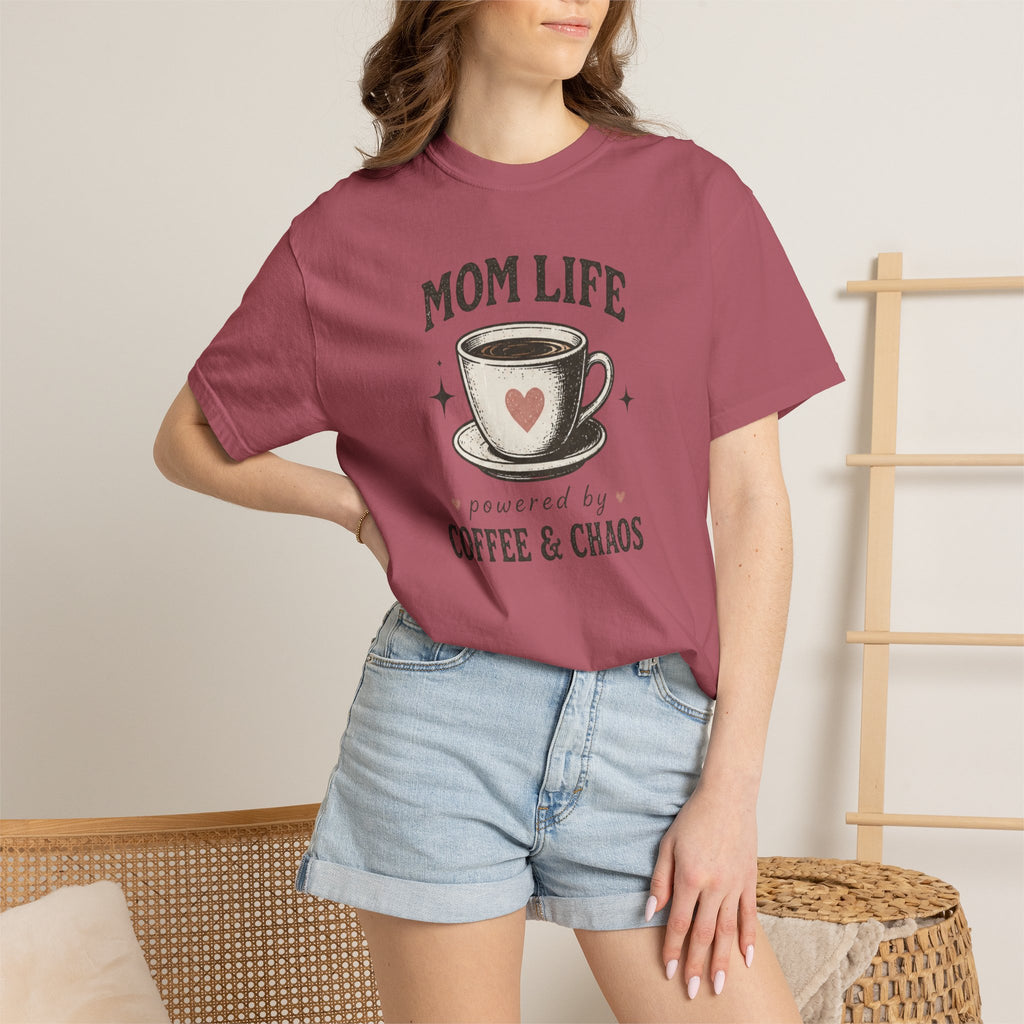 Mom Life powered by Coffee & Chaos T-shirt | Mom Coffee Shirt