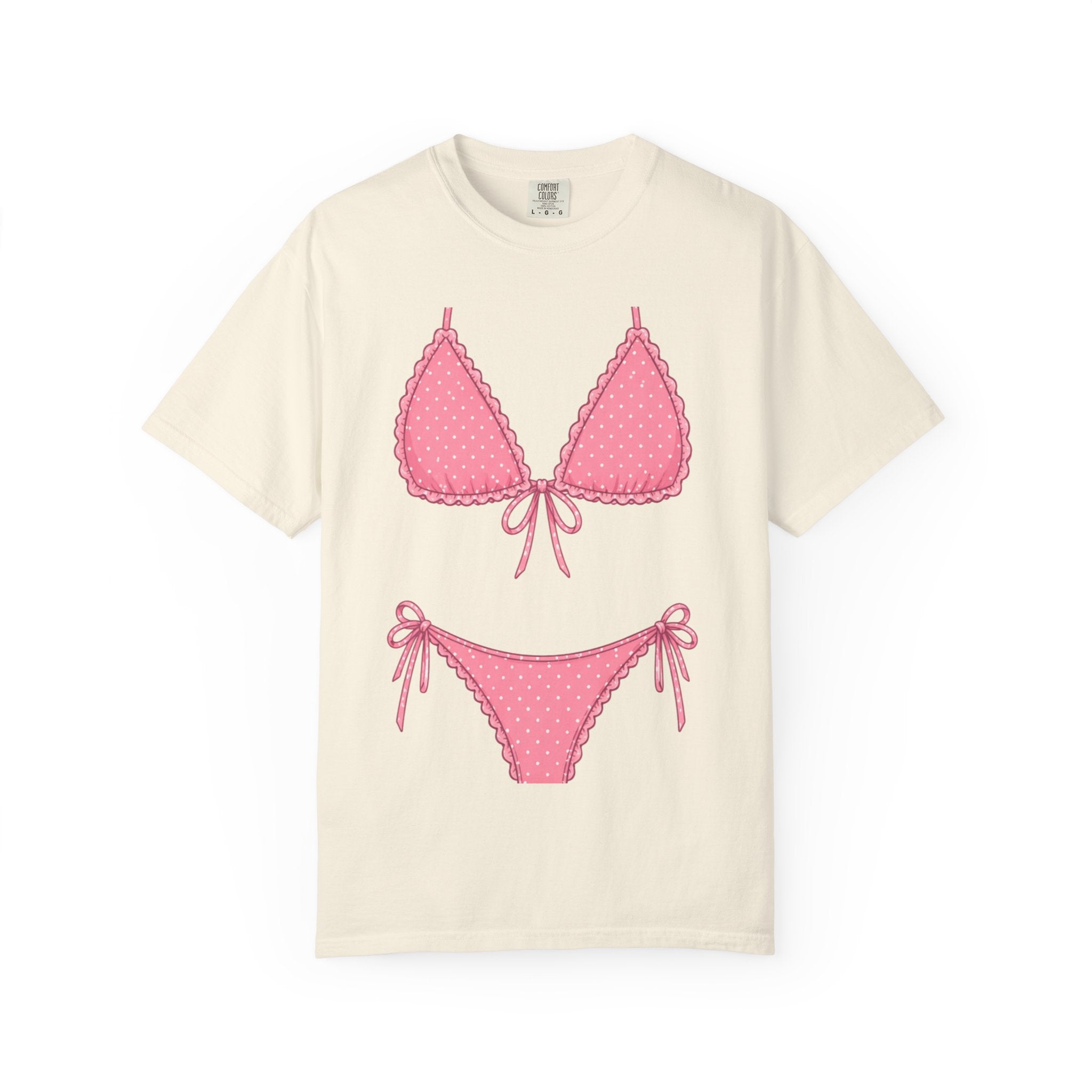 Pink Polka Dot Bikini T-Shirt | Beach Swimwear Graphic Tee