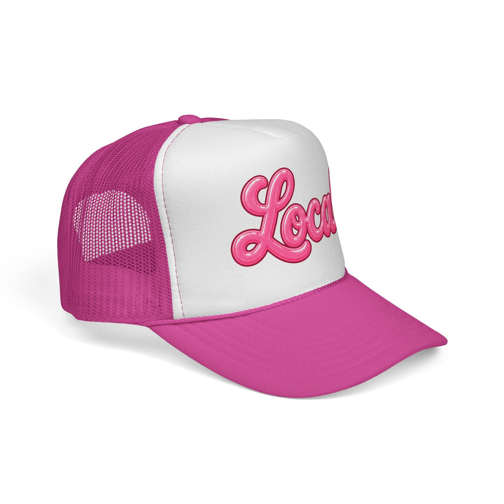 Pink 'Local' Script Trucker Cap | Embroidered Mesh Truckers