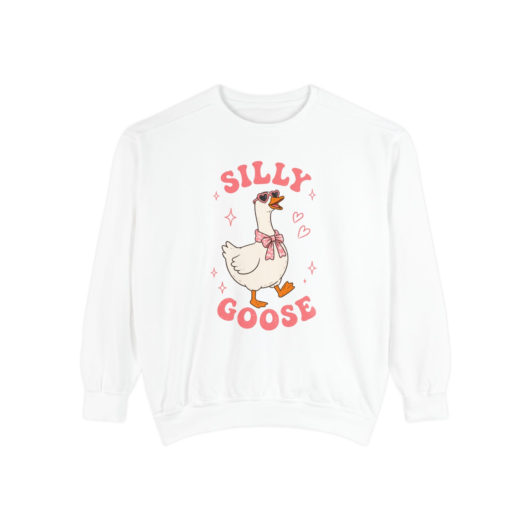 Silly Goose sweatshirt | Cute Duck Illustration, Pastel Pink Text