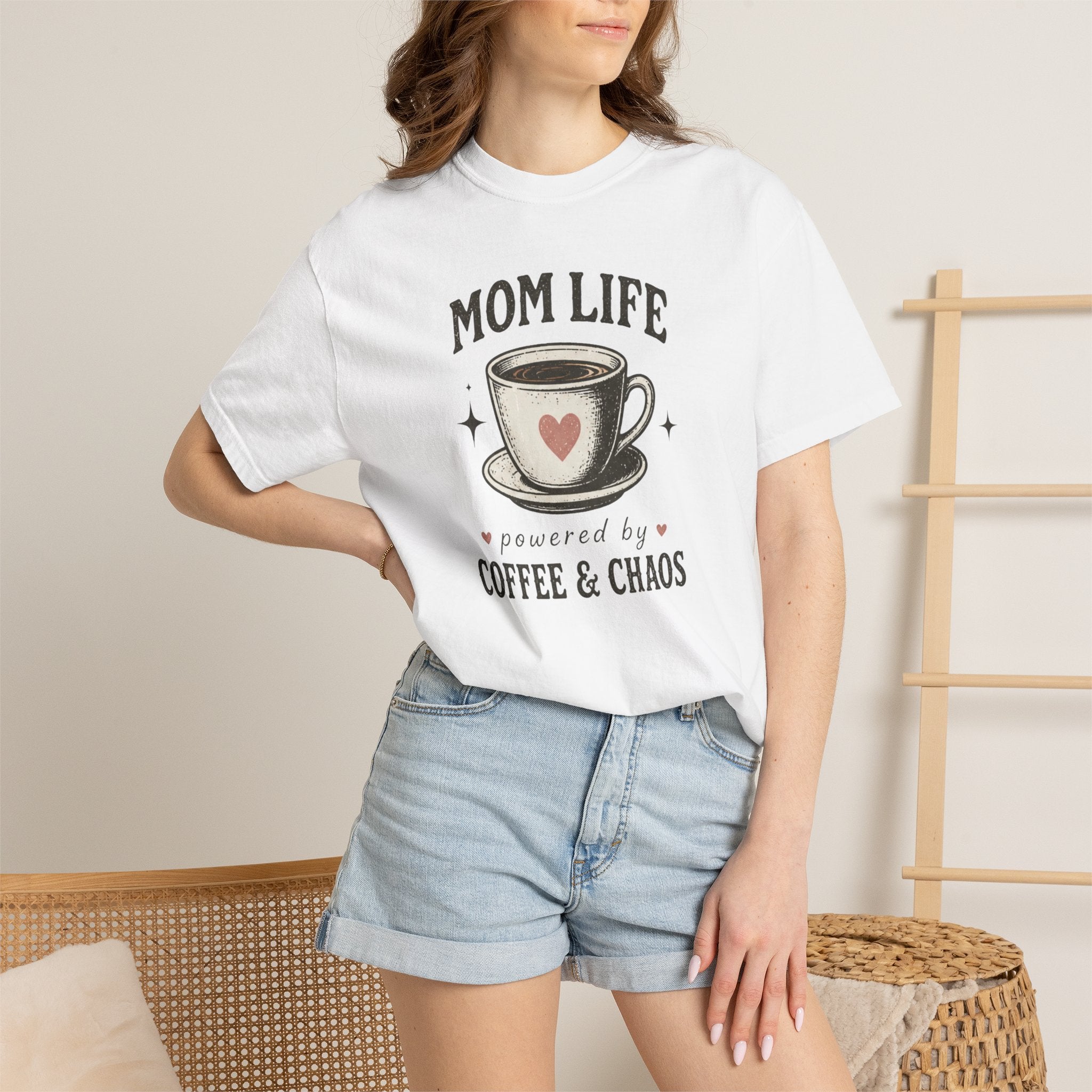 Mom Life powered by Coffee & Chaos T-shirt | Mom Coffee Shirt