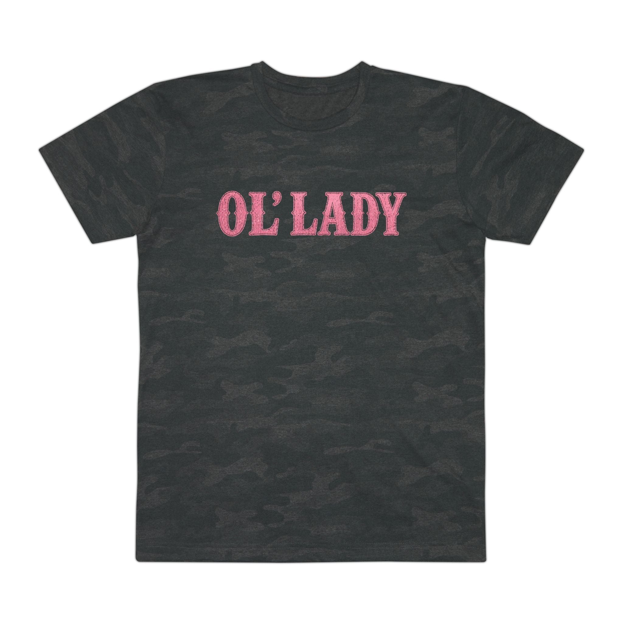 Ol' Lady leopard print text T-Shirt | pink typography, vintage western style