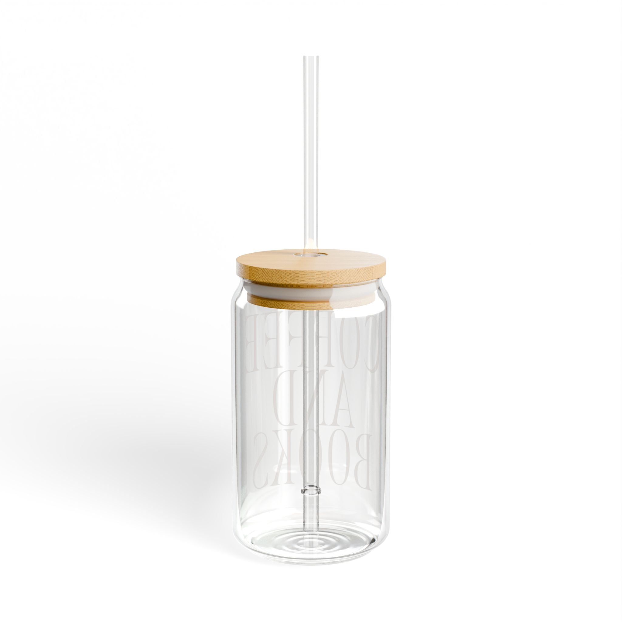 Coffee and Books Sipper Glass | 16oz Clear Tumbler with Bamboo Lid