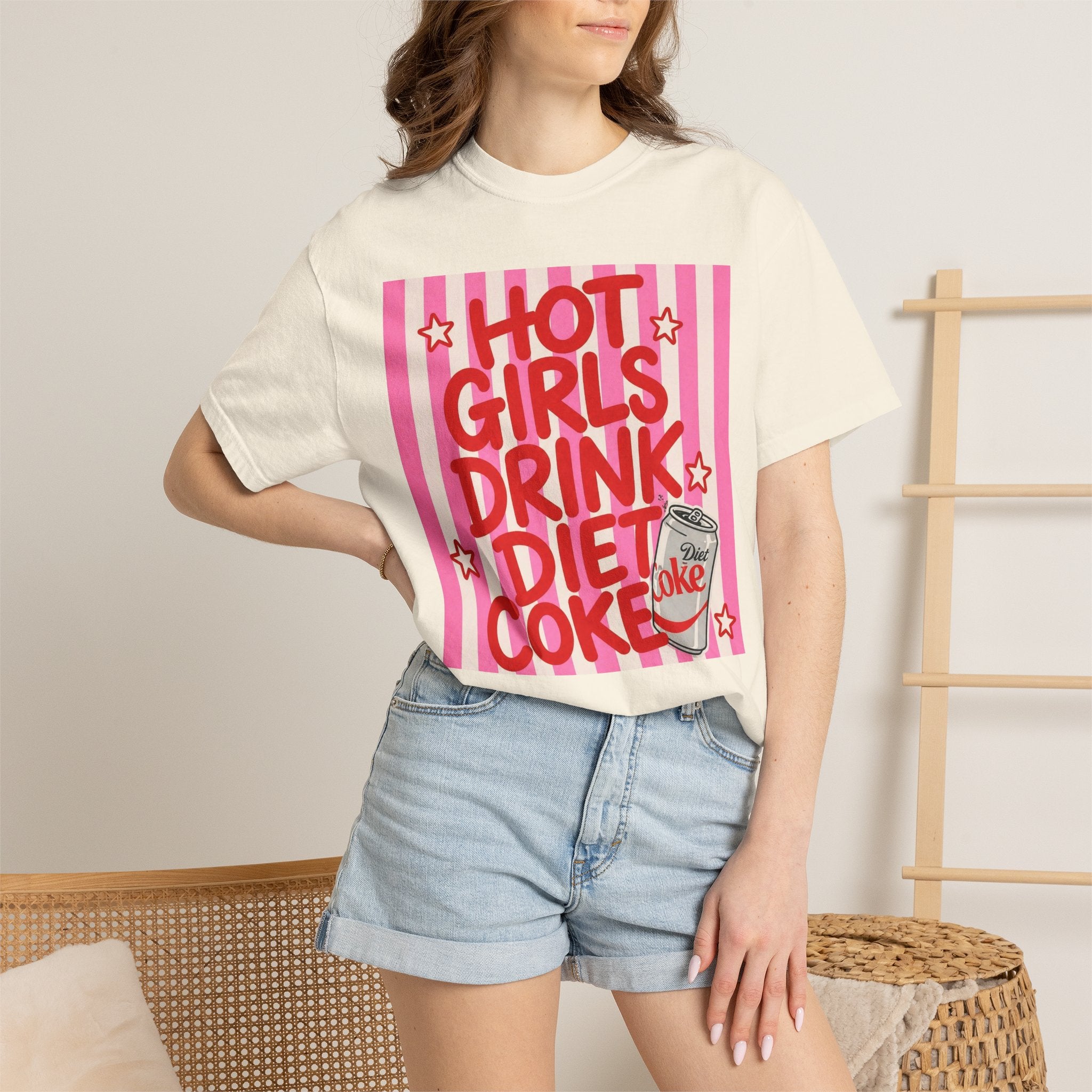 Hot Girls Drink Diet Coke T-shirt | Retro Pink Pop Art Soda Design