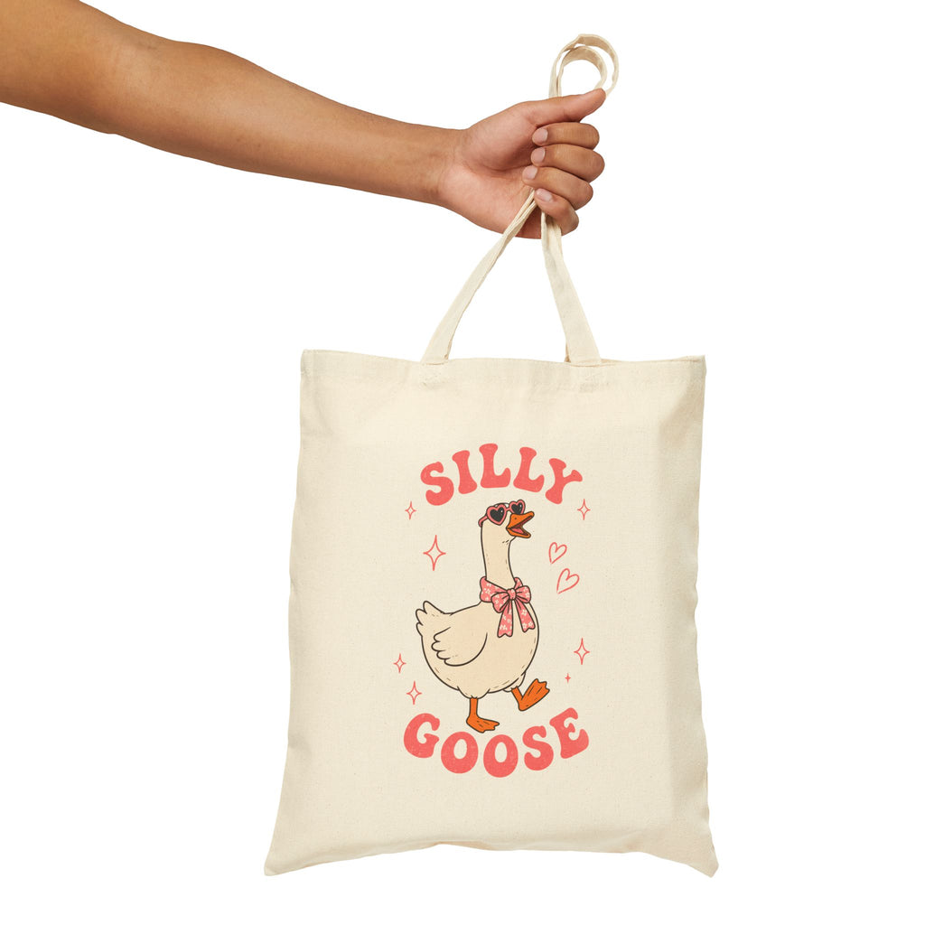 Silly Goose tote bag | illustrated goose design, canvas shopping tote