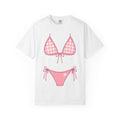 Pink Gingham Bikini Illustration T-Shirt | Bikini Graphic Tee