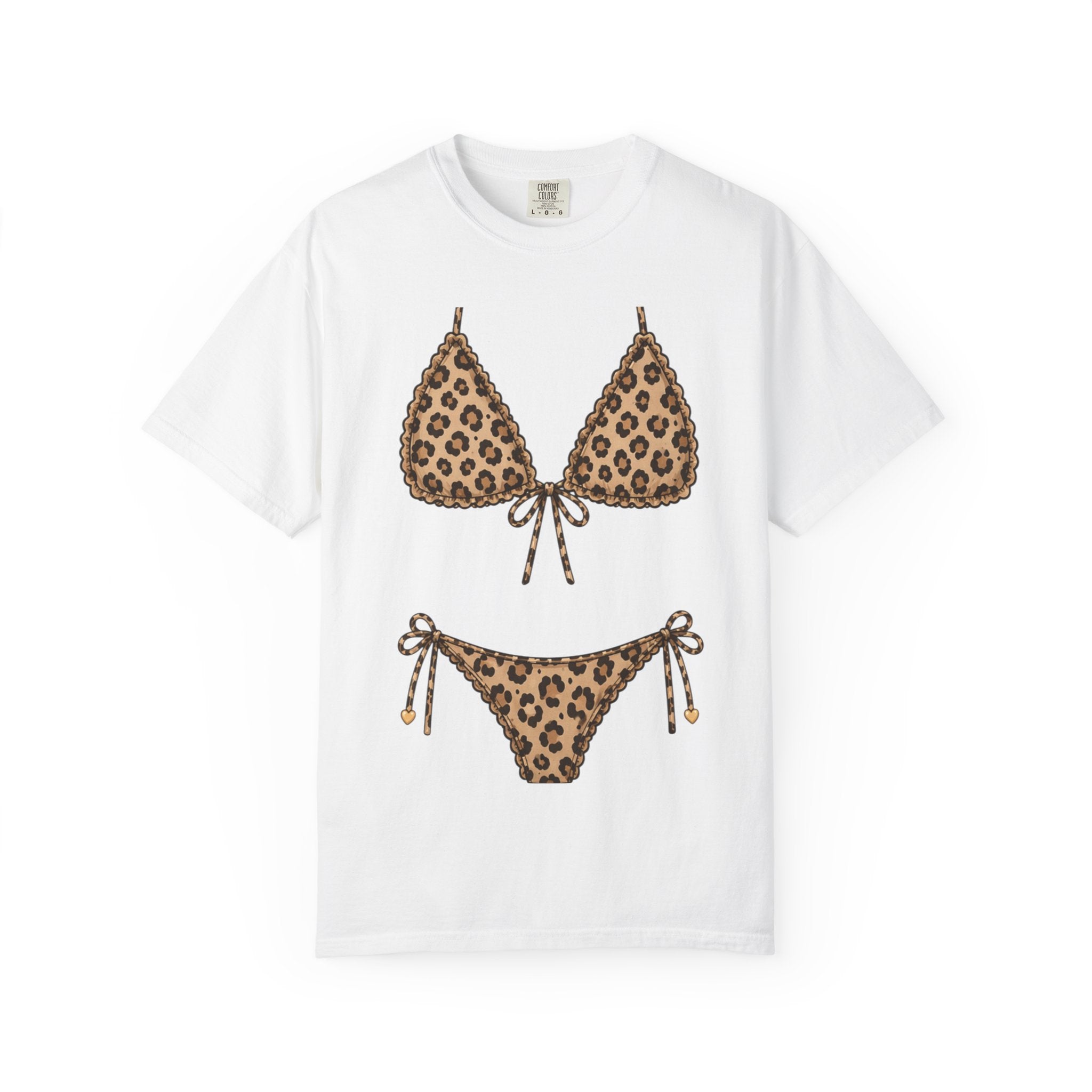 Leopard Bikini Illustration T-Shirt | Swimwear Print Tee
